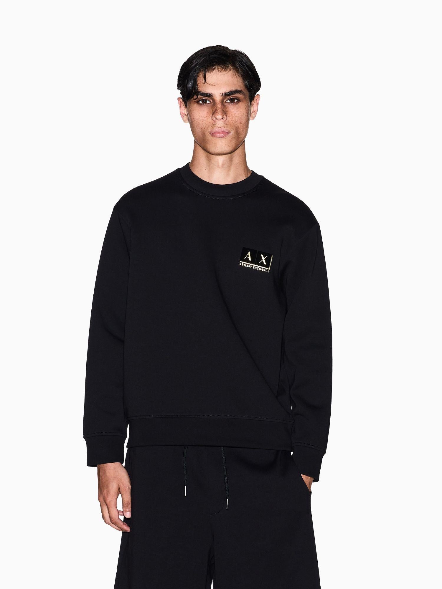 Armani Exchange Felpa Uomo Nera Girocollo in Cotone XM001892 AF10818 MC004 ARMANI EXCHANGE