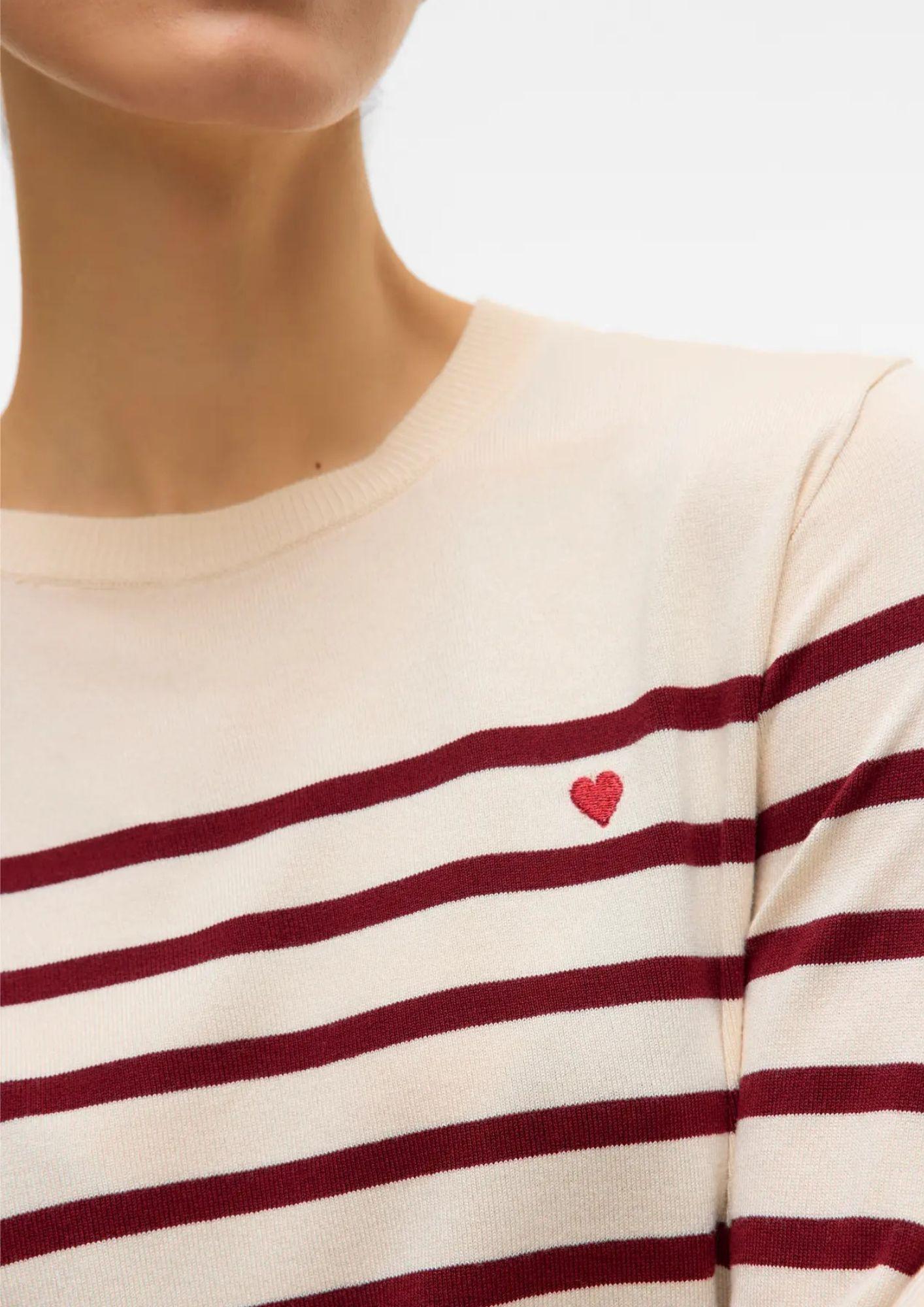 Vero Moda Pullover Donna Dory Beige e Bordeaux 10331420 Birch W. SYRAH STRIPE VERO MODA
