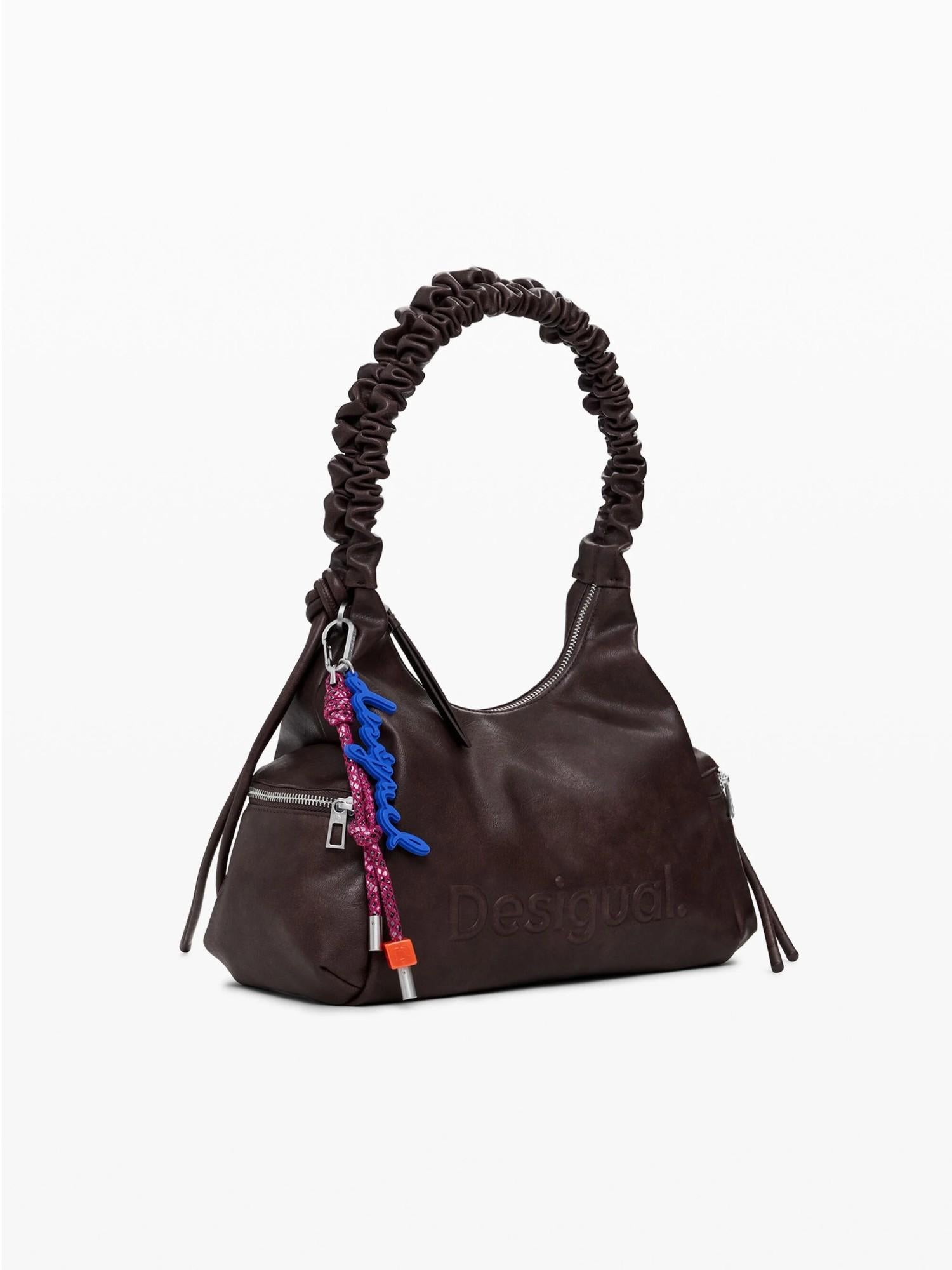 Desigual Borsa logo 3D con manico arricciato media Donna Marrone 25WAXPAY 6009 DESIGUAL