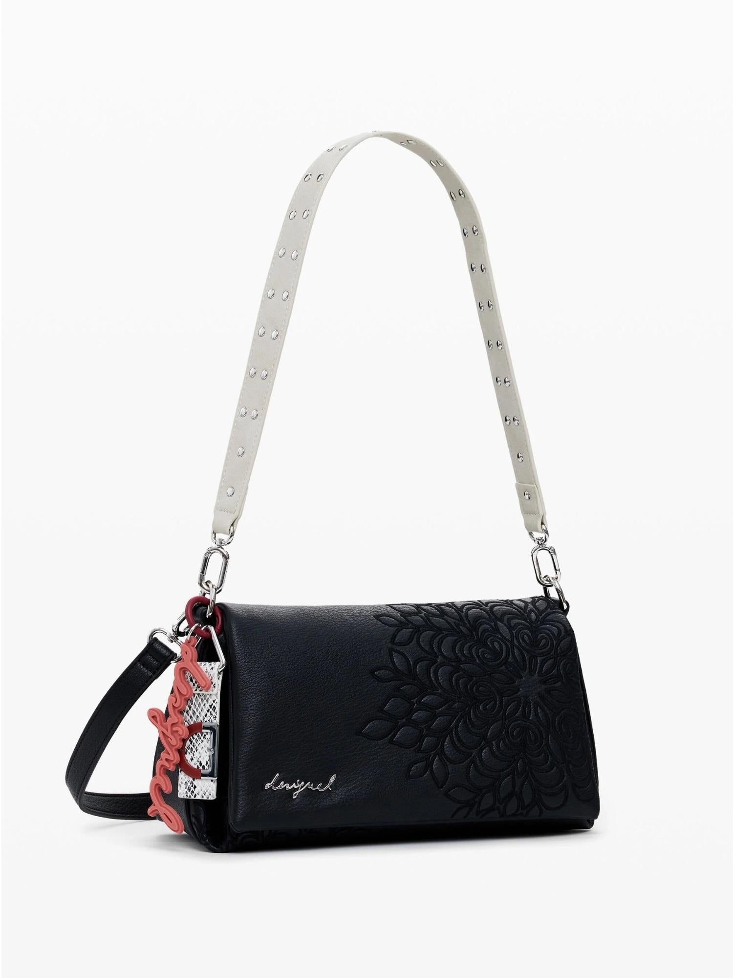 Desigual Borsa a tracolla effetto pelle ricamata media Donna Nero 25WAXPBD 2000 DESIGUAL