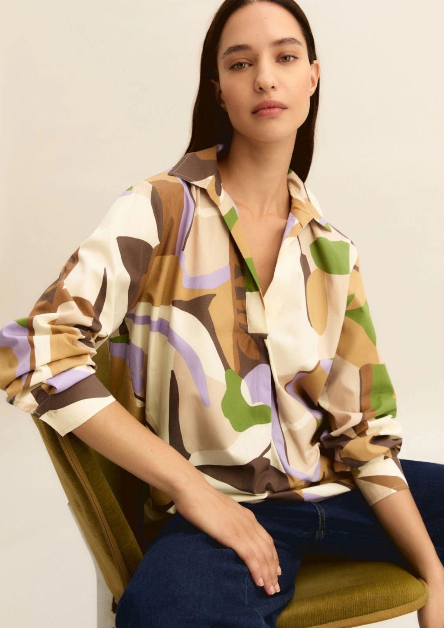 Emme Marella Blusa Donna Emmpontile Macro Sabbia 2615111221200 001 EMME MARELLA