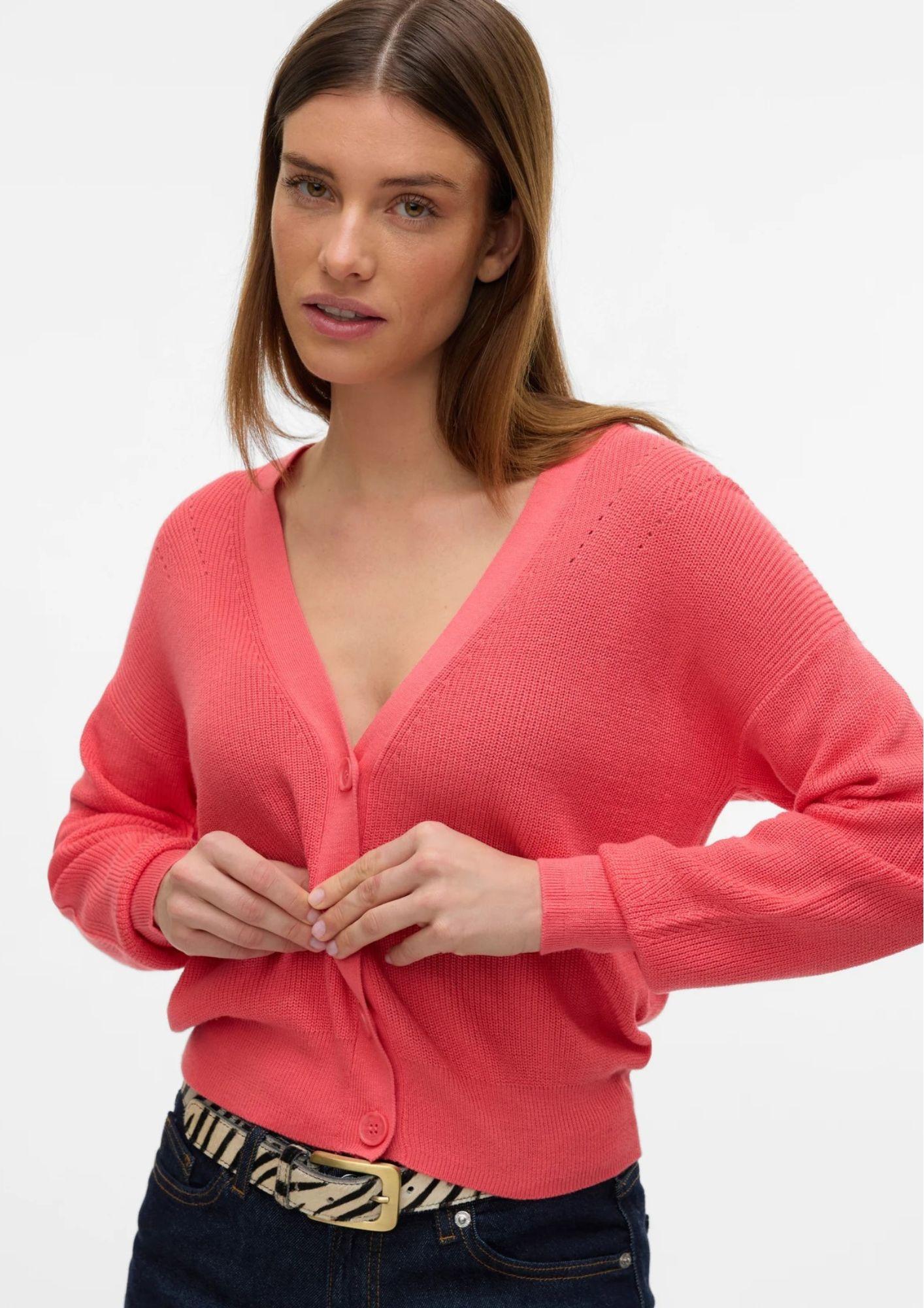 Vero Moda Cardigan Donna Newlexsun Rosso Corallo 10281878 Coral Paradise VERO MODA