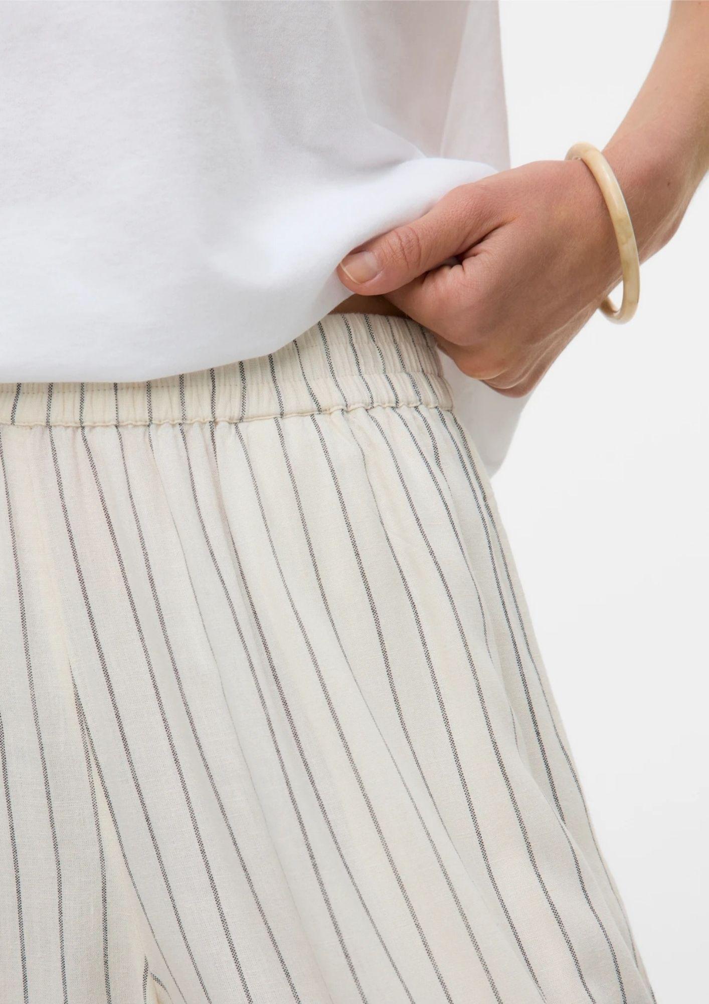 Aware Pantalone Donna Ryder Bianco Righe Nere 10328663 Snow White Black AWARE