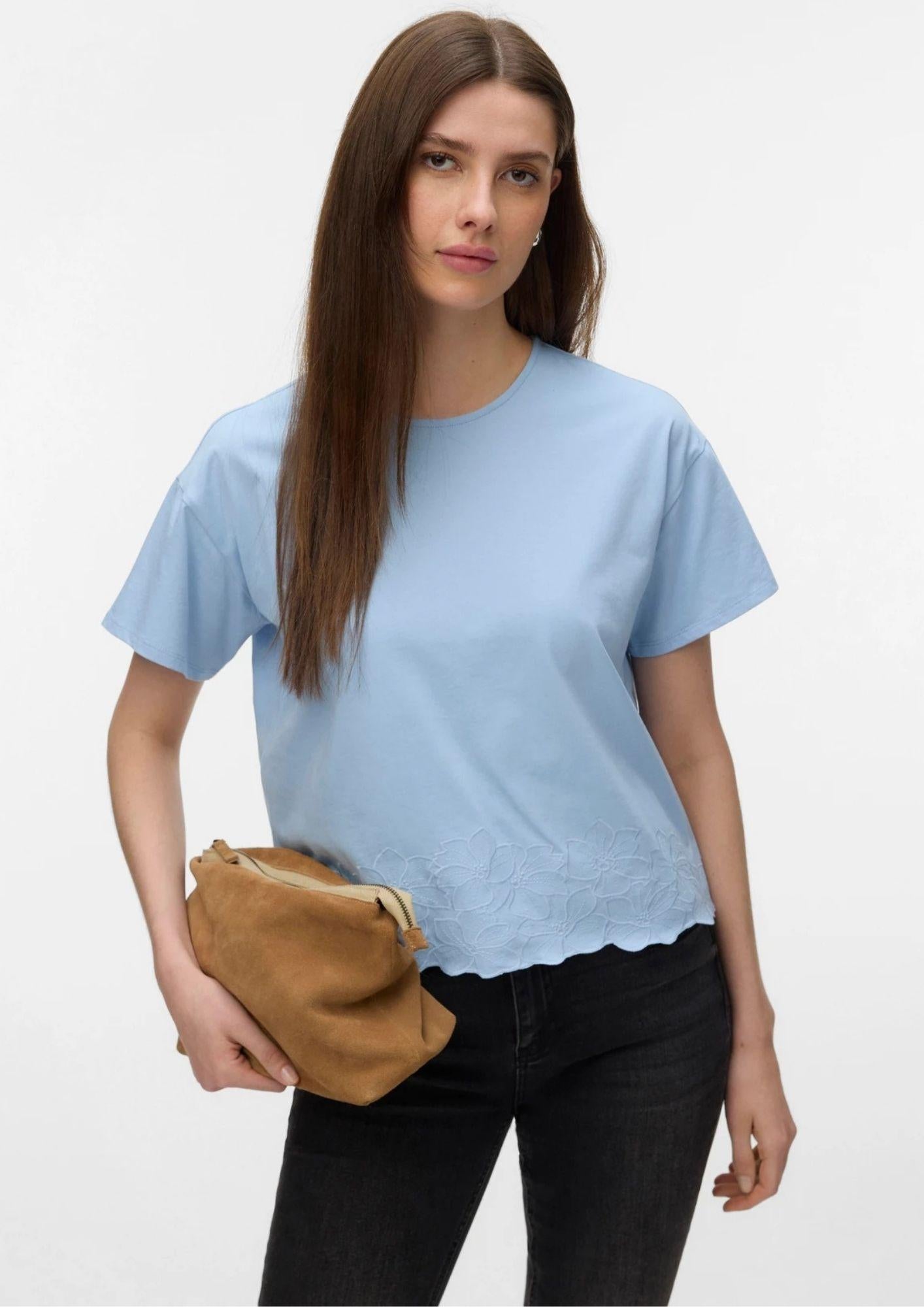 Vero Moda T-Shirt Donna Noah Blu Cashmere 10342965 Cashmere Blue Casmere Blue VERO MODA