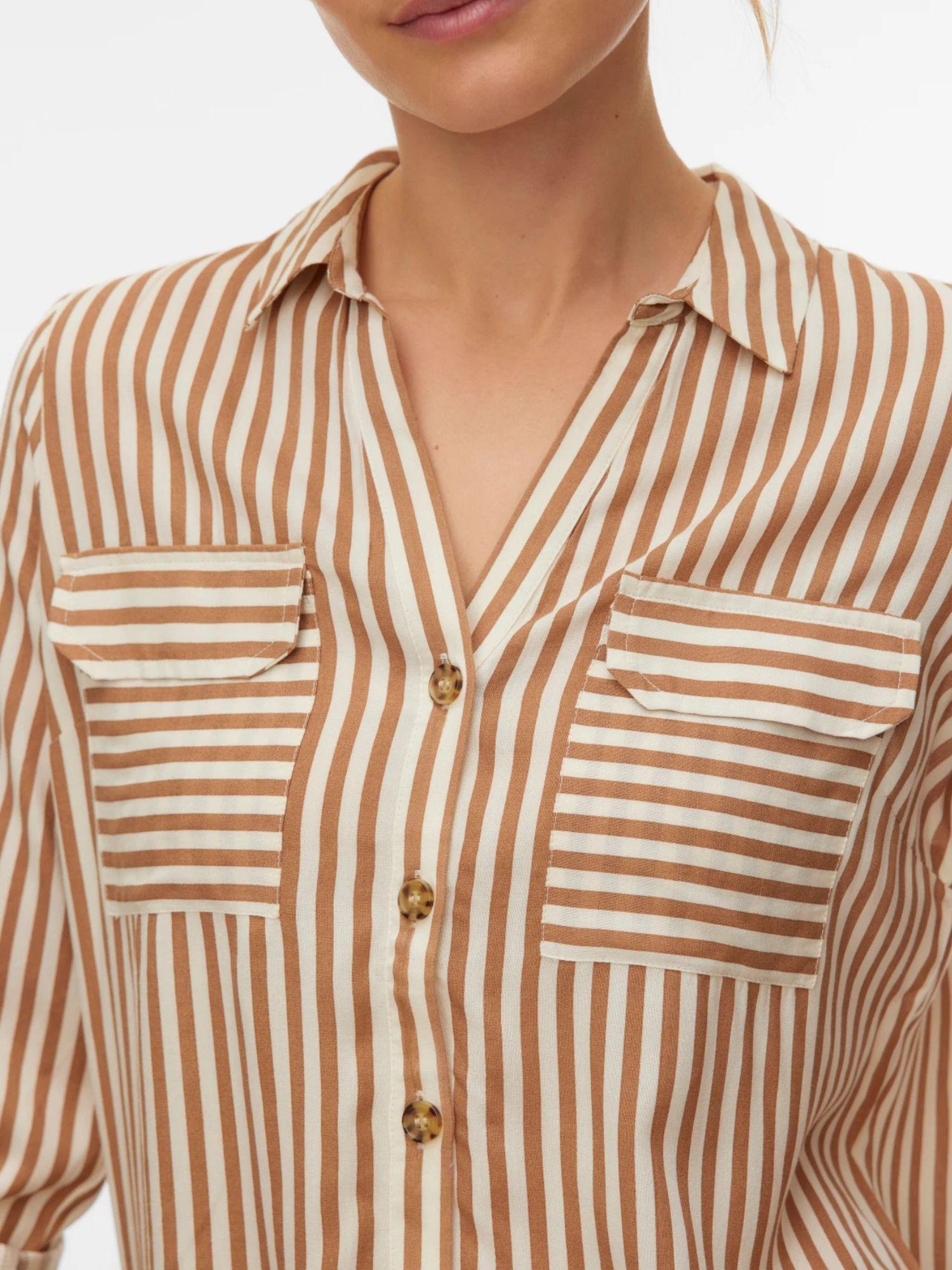 Vero Moda Camicia Donna Birch New Stripe Tigers Eye Vmbumpy 10275283 Birch VERO MODA