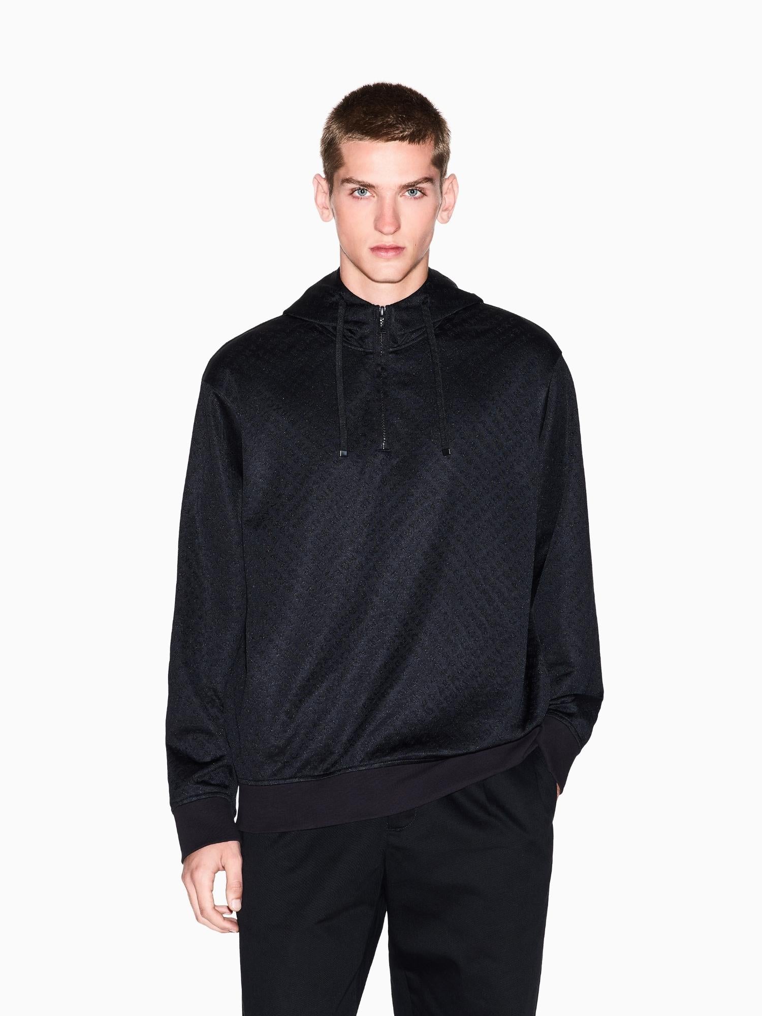 Armani Exchange Felpa Uomo con cappuccio micro texture Nero XM001355 AF16259 FC022 ARMANI EXCHANGE