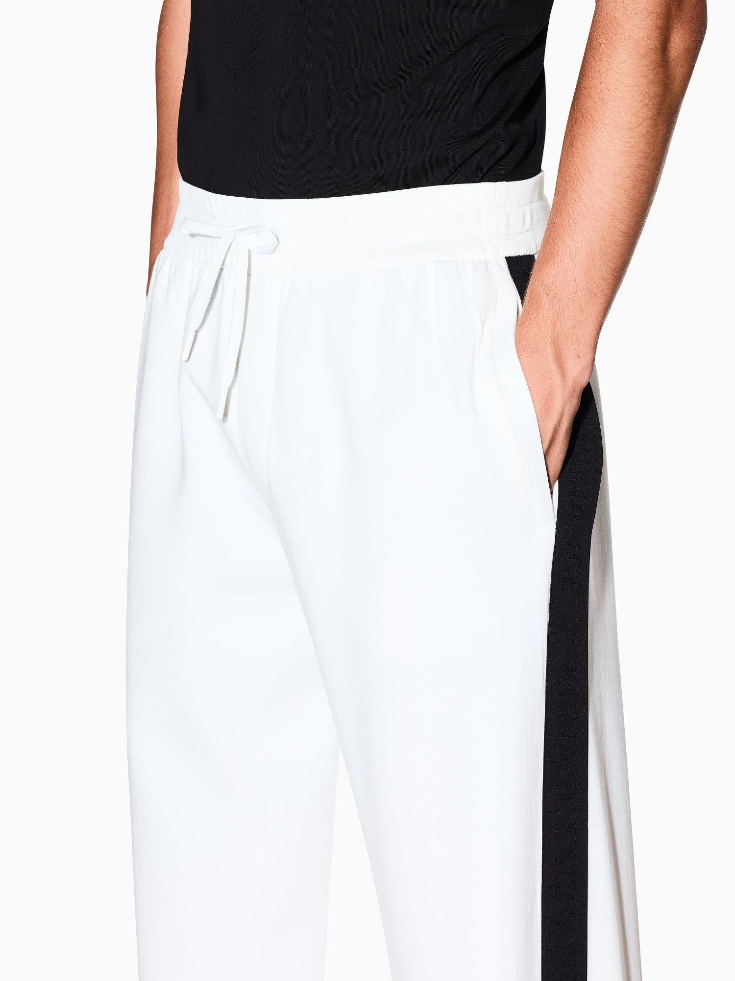 Armani Exchange Pantaloni Jogger Bande Logate Uomo Bianco XM001301 AF10818 U0009 ARMANI EXCHANGE