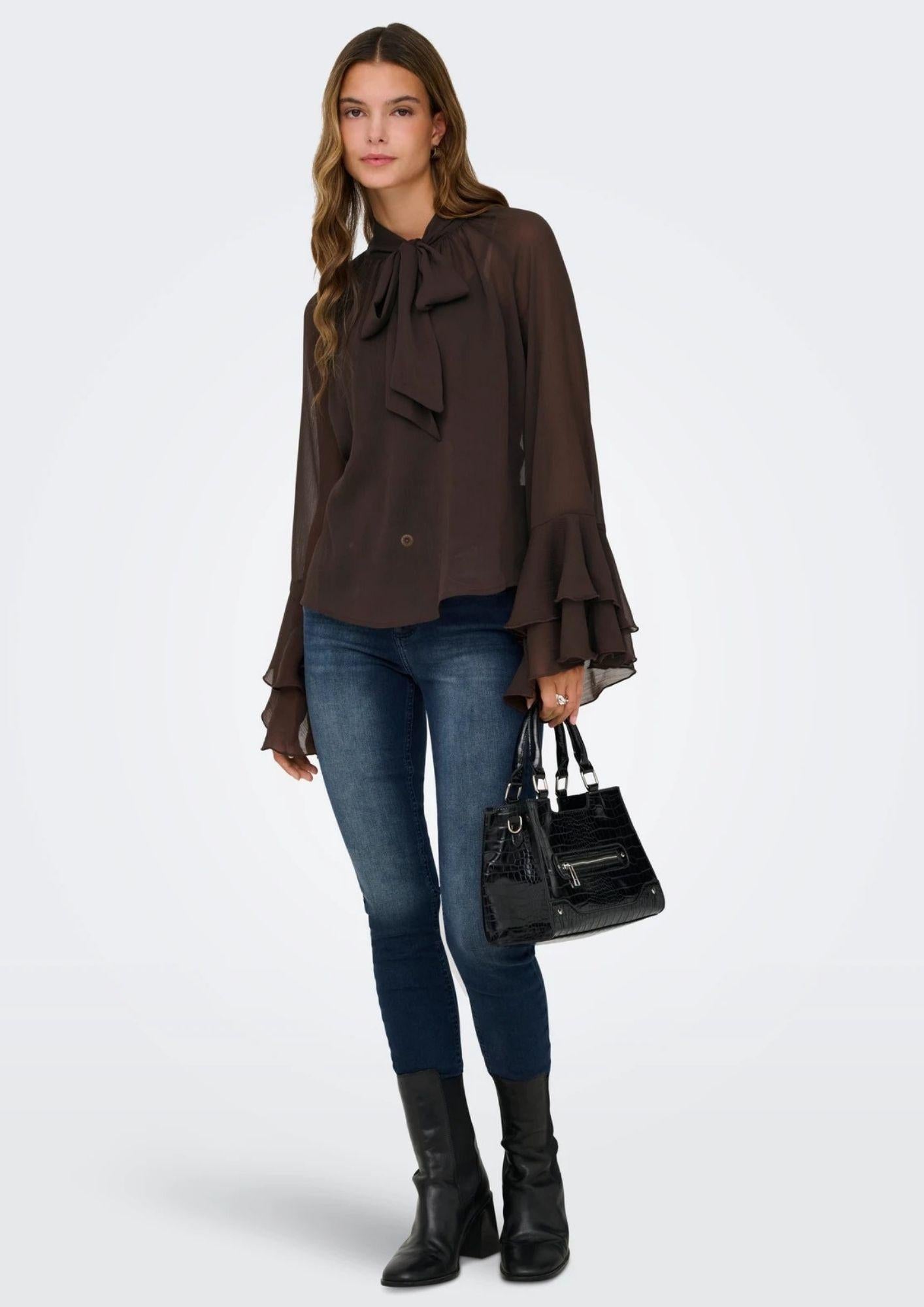 Only Blusa Donna Peninna Marrone 15367241 Coffee Bean ONLY