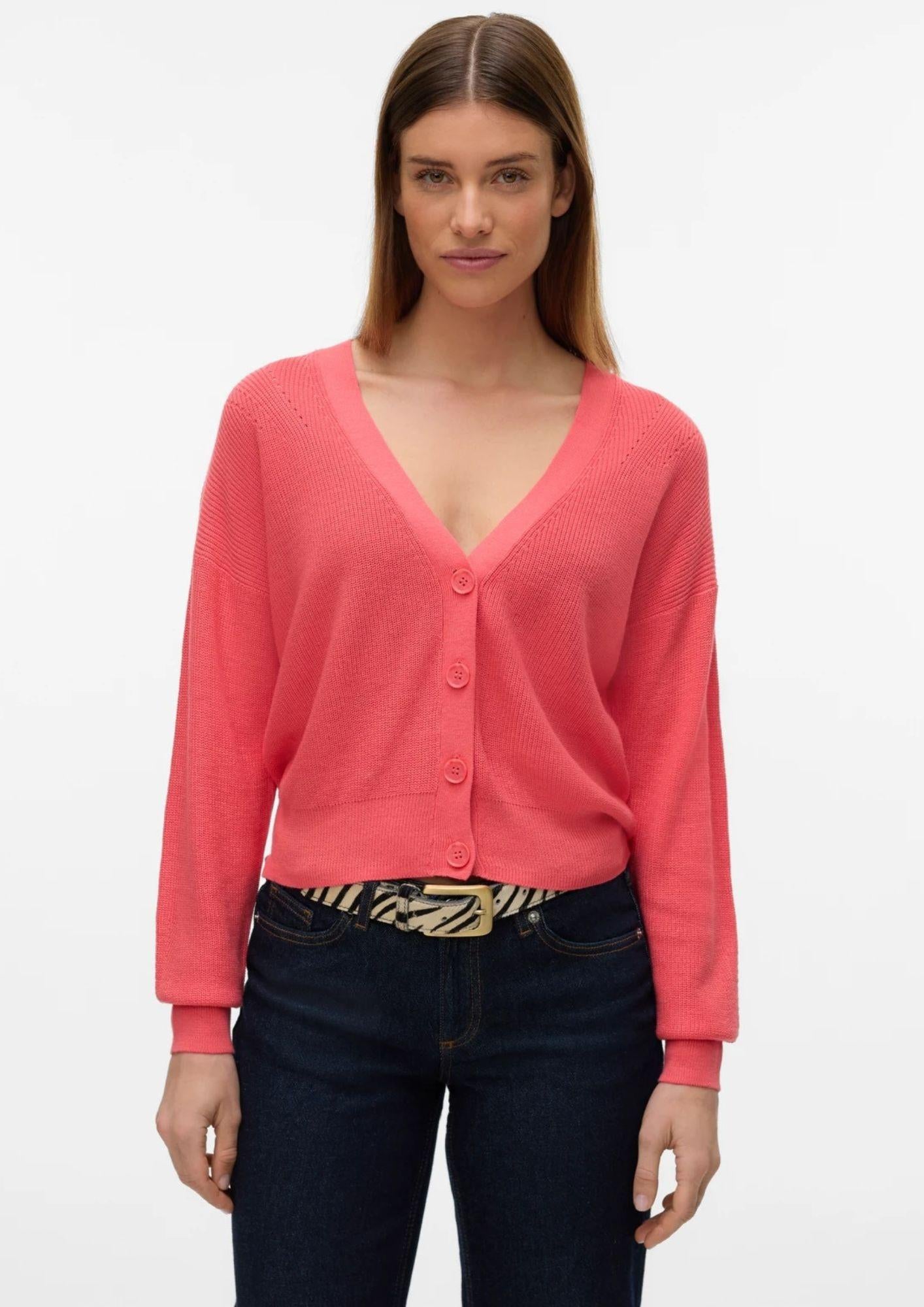 Vero Moda Cardigan Donna Newlexsun Rosso Corallo 10281878 Coral Paradise VERO MODA