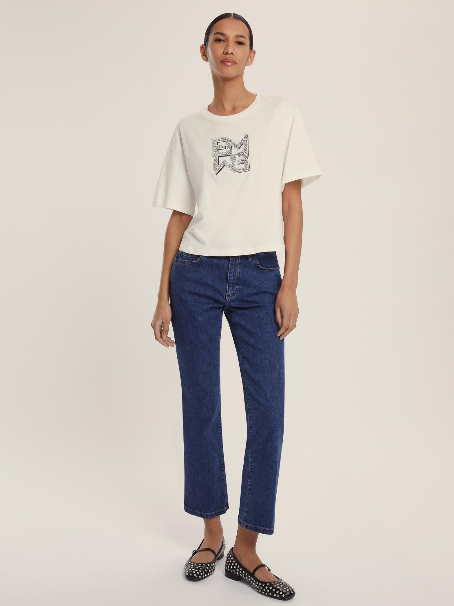 Emme Marella Jeans flare aderente cropped Donna Ibisco Blu 2525186071200 002 EMME MARELLA