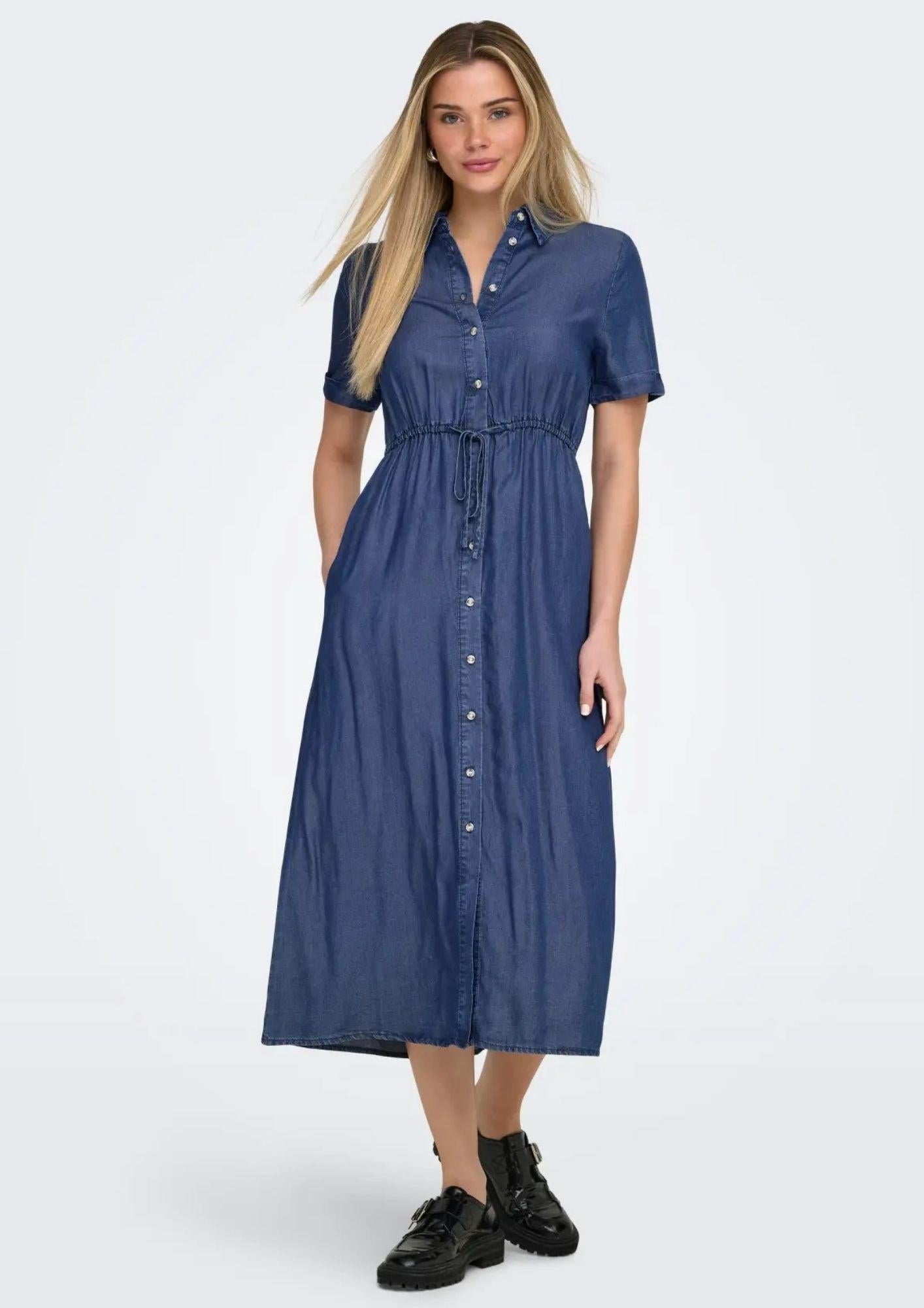 Only Abito Donna Charis Blu Denim Scuro 15363971 Dark Blue Denim ONLY
