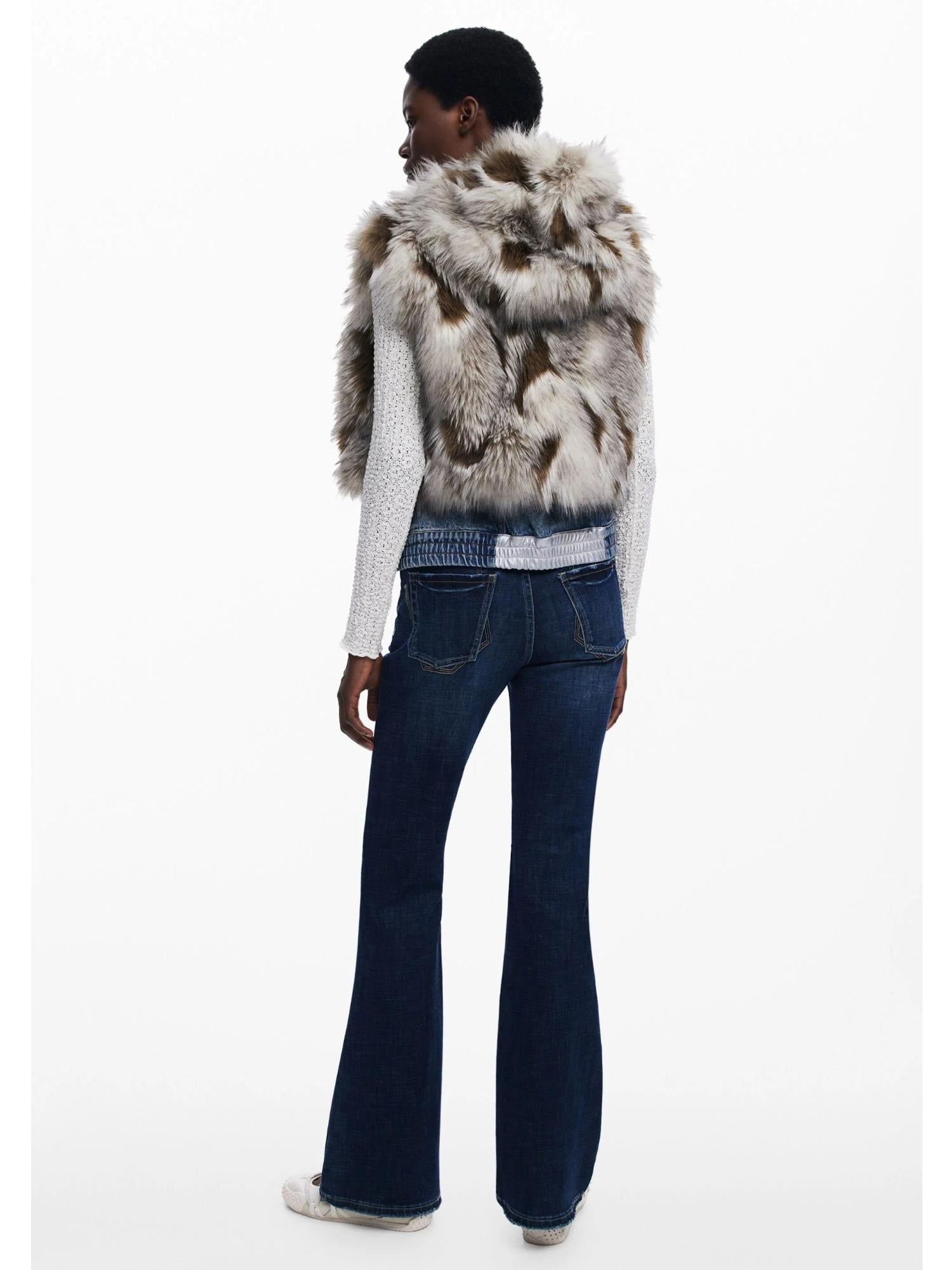 Desigual Gilet di Jeans con Pelliccia Sintetica Donna 25WWEW57 6008 DESIGUAL