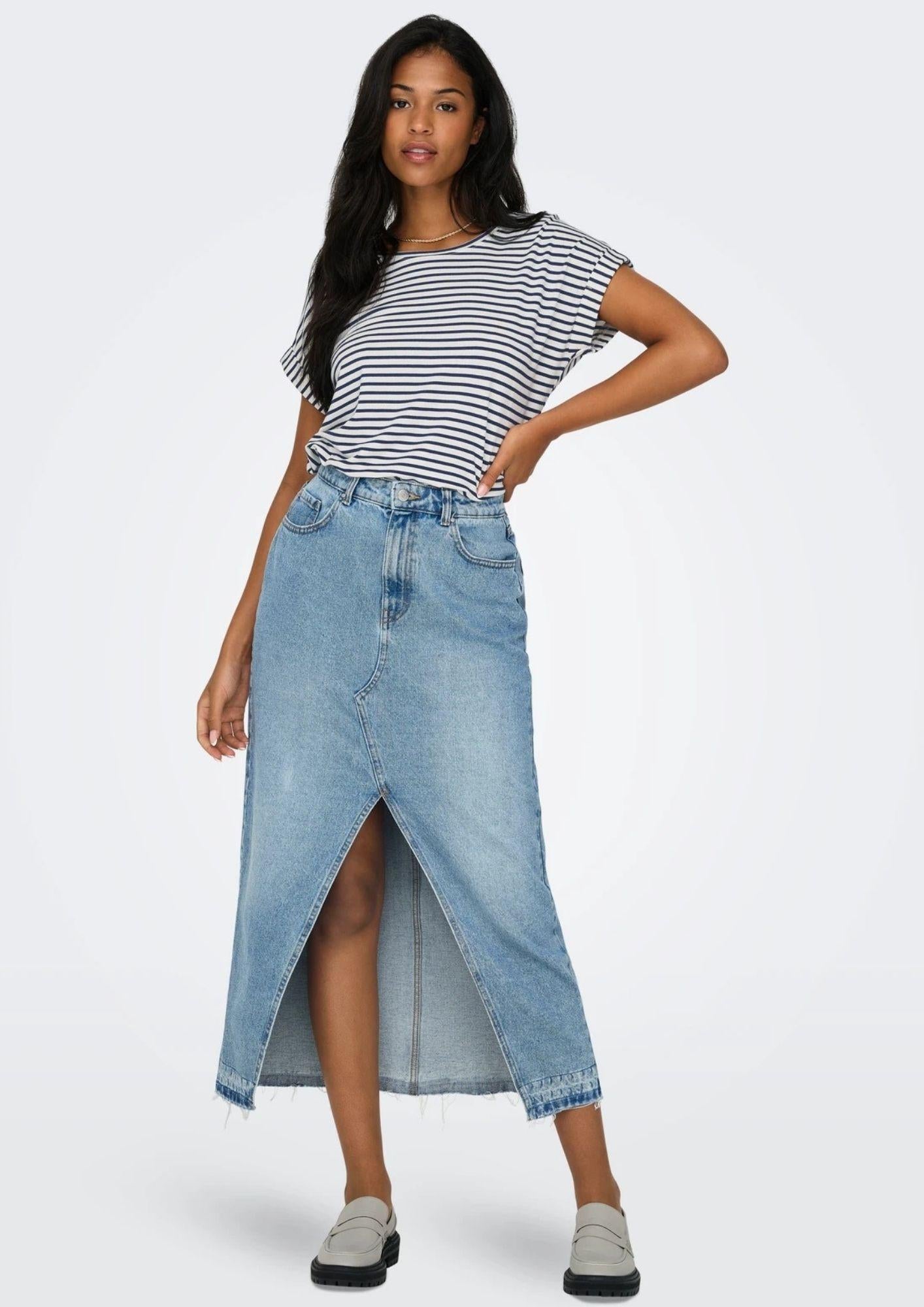 Only T-Shirt Donna Moster Bianca e Blu Naval Accademy 15206243 Naval Academy ONLY