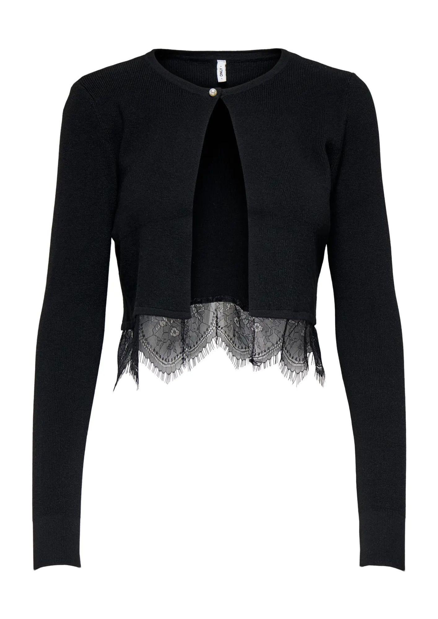 Cardigan Donna Only Perry Nero 15353191 Black DTM lace/White Pearl ONLY