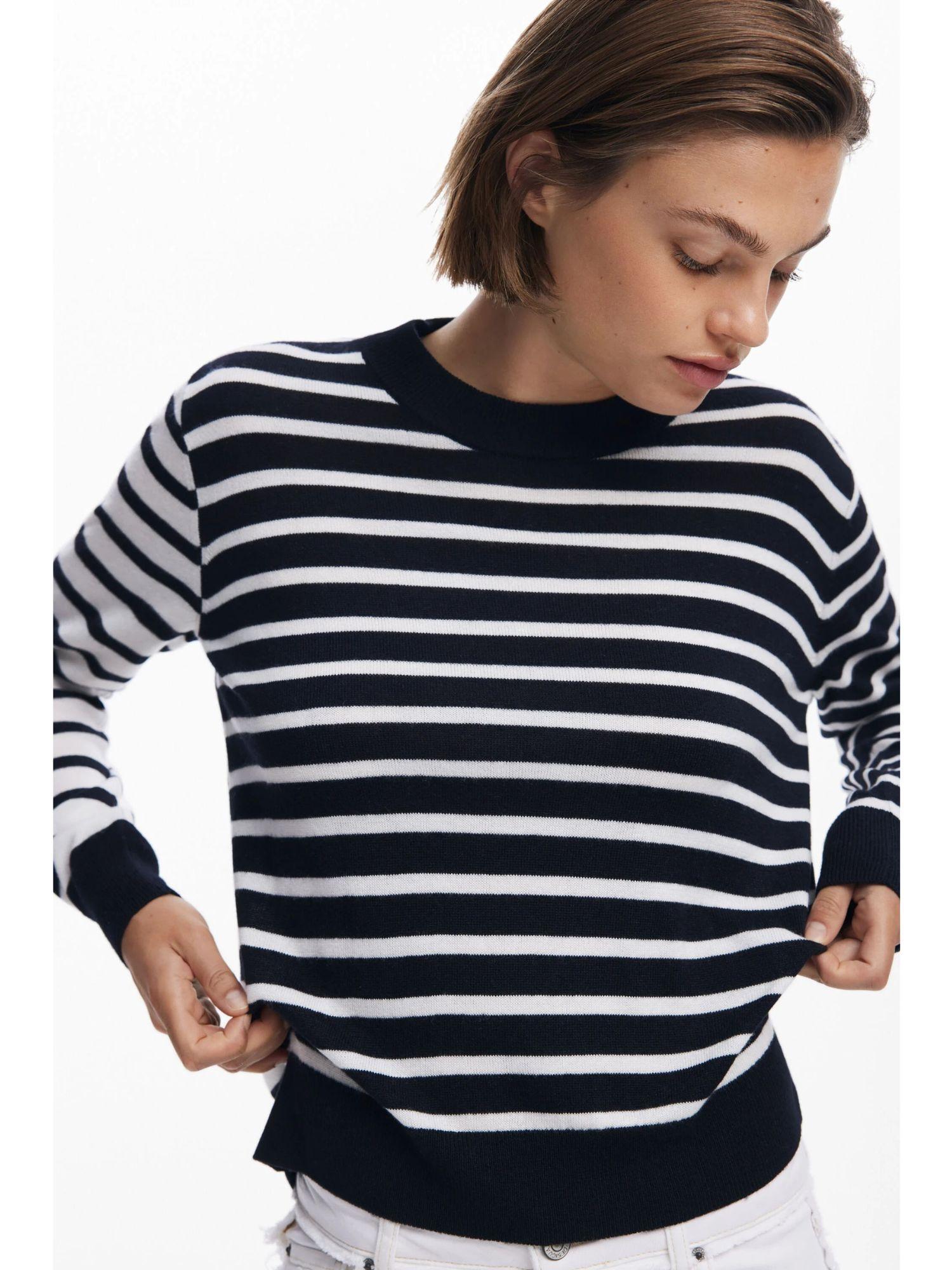 Desigual Maglione a righe orizzontali Donna Nero 25WWJF08 2000 DESIGUAL