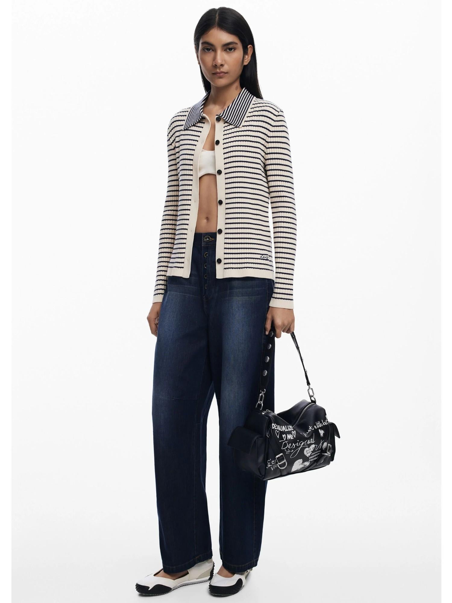 Desigual Borsa bowling effetto pelle lettere media Donna Nero 25WAXPA6 2000 DESIGUAL