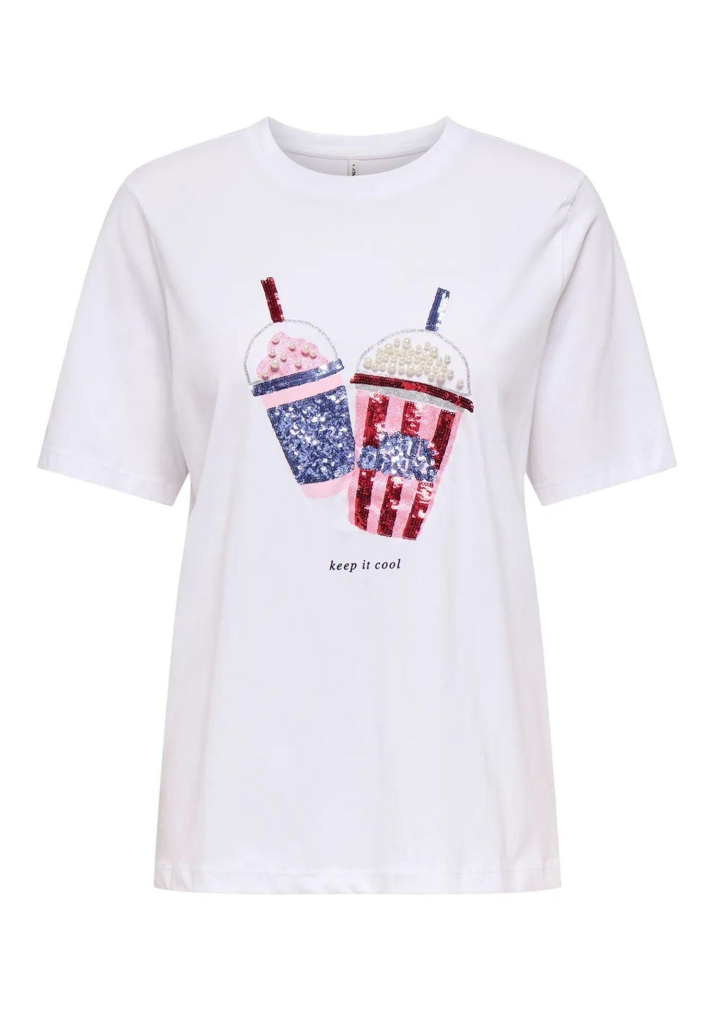 Only T-Shirt Donna Burst Bianca 15343431 Bright White ONLY
