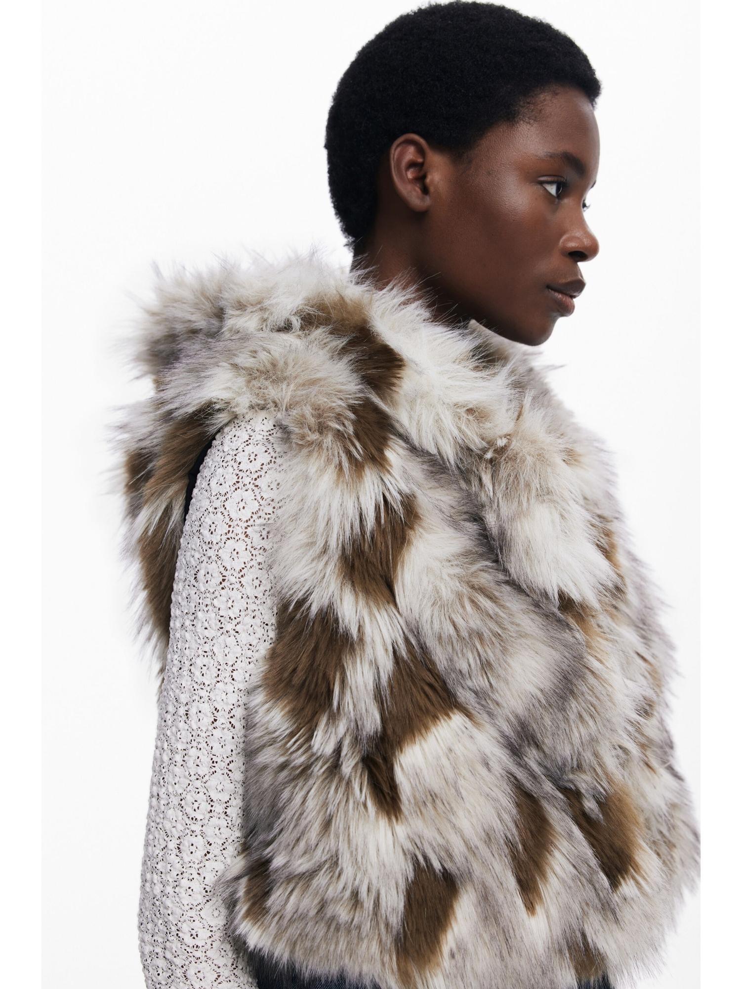 Desigual Gilet di Jeans con Pelliccia Sintetica Donna 25WWEW57 6008 DESIGUAL