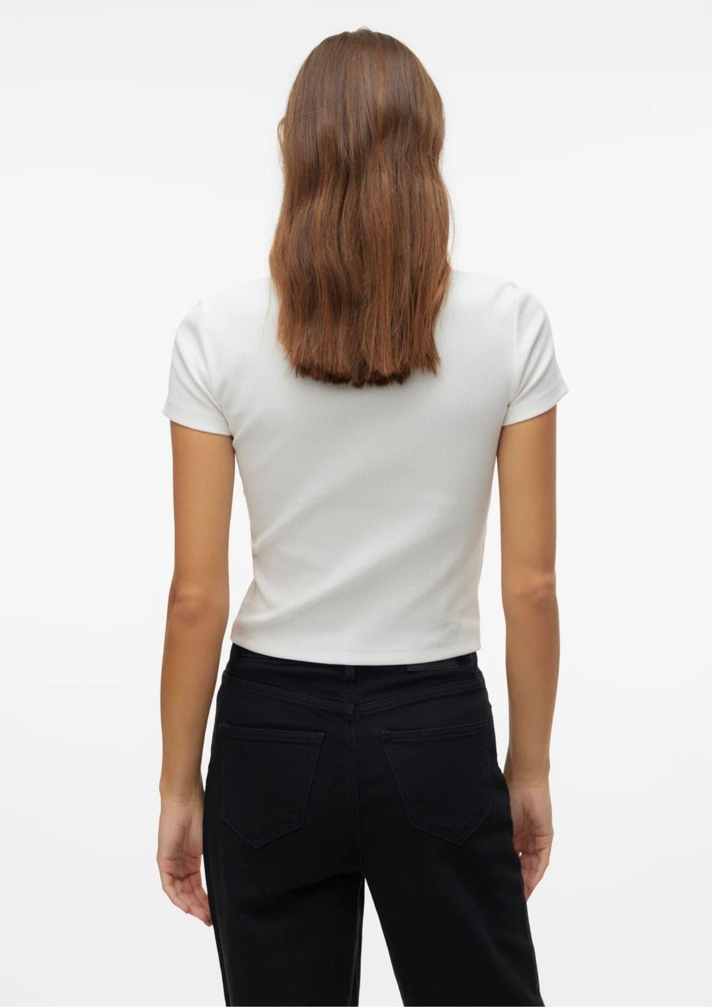 Vero Moda T-Shirt Donna Chloe Marrone Bianco 10306894 Snow White VERO MODA