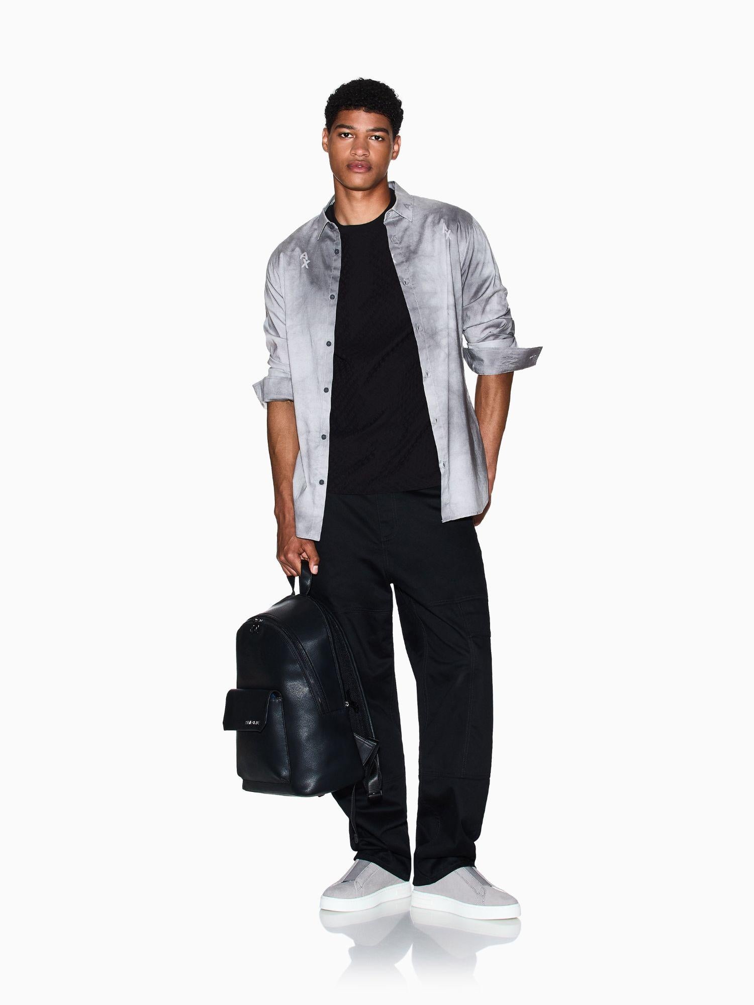 Armani Exchange T-Shirt Uomo Regular Fit in Tessuto Jacquard Nero XM001431 AF10337 FC022 ARMANI EXCHANGE