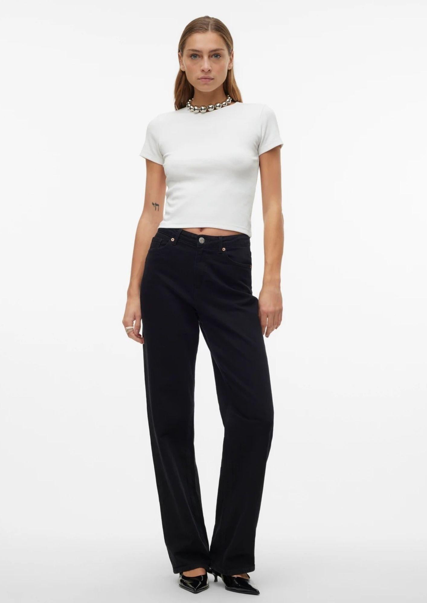 Vero Moda T-Shirt Donna Chloe Marrone Bianco 10306894 Snow White VERO MODA