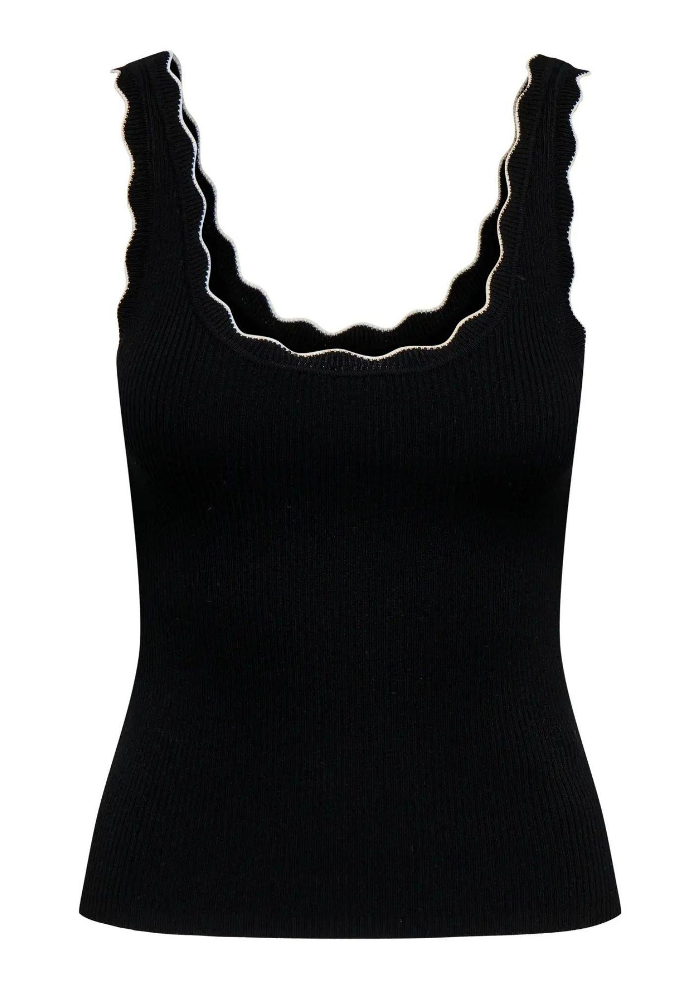 Jacqueline De Yong Top Donna Nero dettagli Bianchi 15290585 Black W. CLOUD DANCER JACQUELINE DE YONG