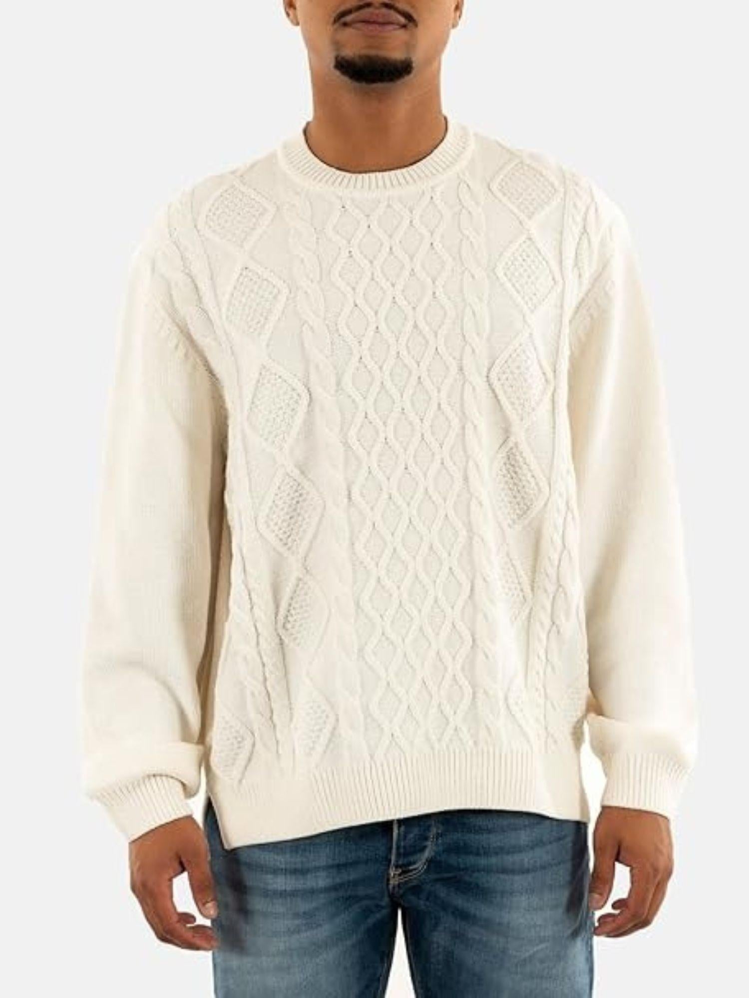 Armani Exchange Maglione Uomo Bianco Lavorazione Intrecciata XM001331 AF13776 U0009 ARMANI EXCHANGE