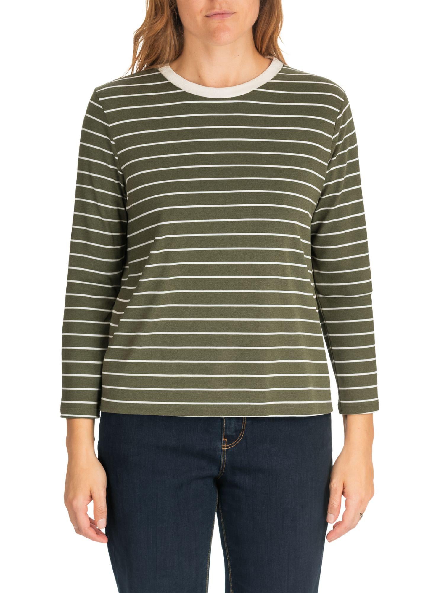 Diana Gallesi T-Shirt Donna Militare e Bianco Latte G036R100646N 44 DIANA GALLESI