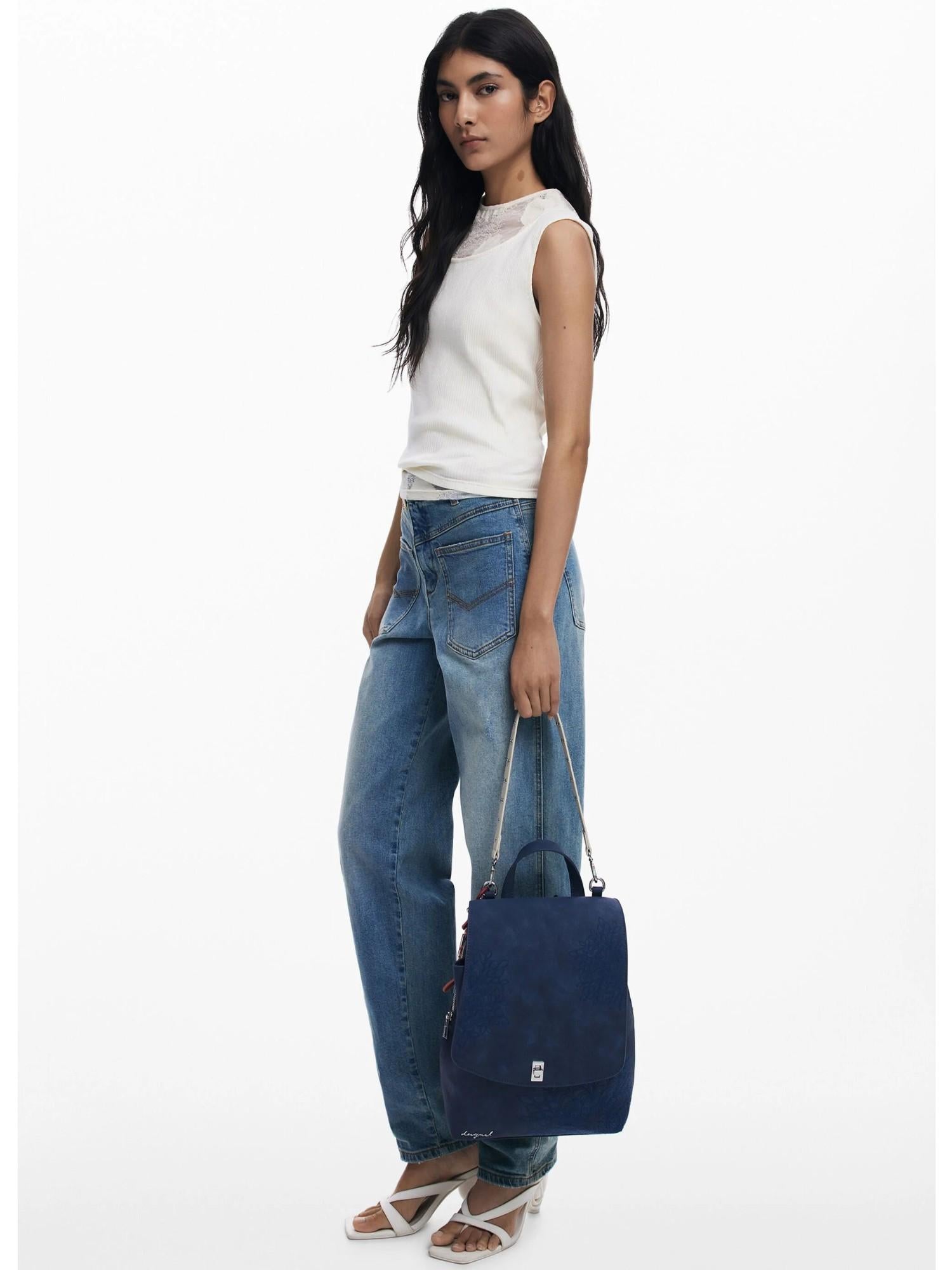 Desigual Zaino con patta piccola incisa Donna Blu 25WAKP34 5031 DESIGUAL