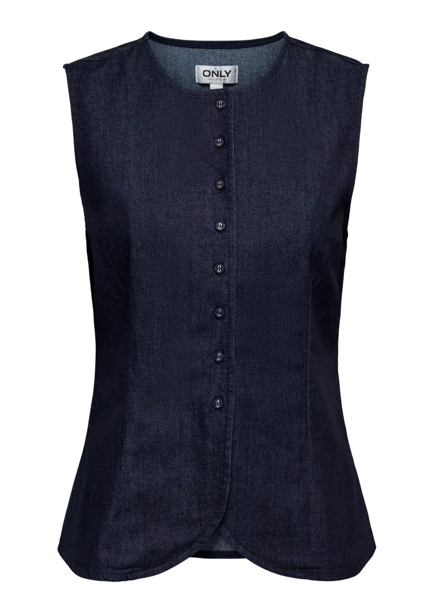 Only Gilet Donna Ashby Blu Denim Scuro 15364571 Dark Blue Denim ONLY