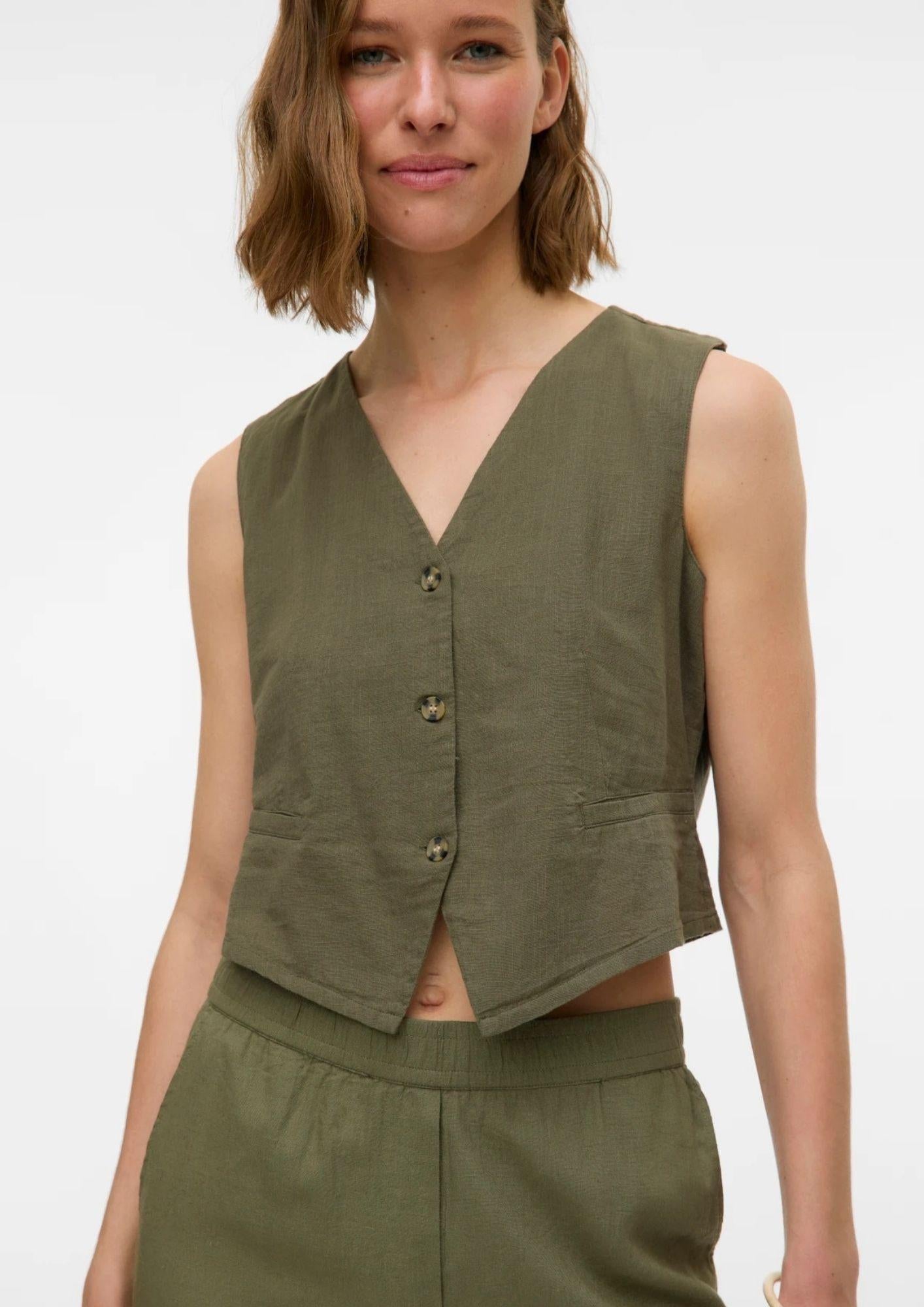 Vero Moda Top Donna Caia Verde 10333795 Deep Lichen Green VERO MODA