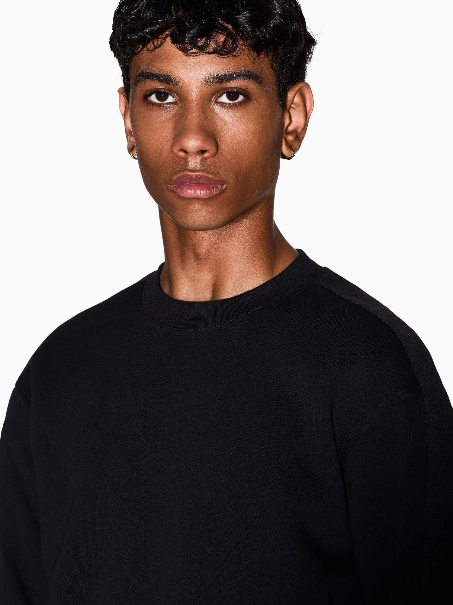 Armani Exchange Felpa Girocollo con Bande Logate Uomo Nera XM001296 AF10818 UC001 ARMANI EXCHANGE