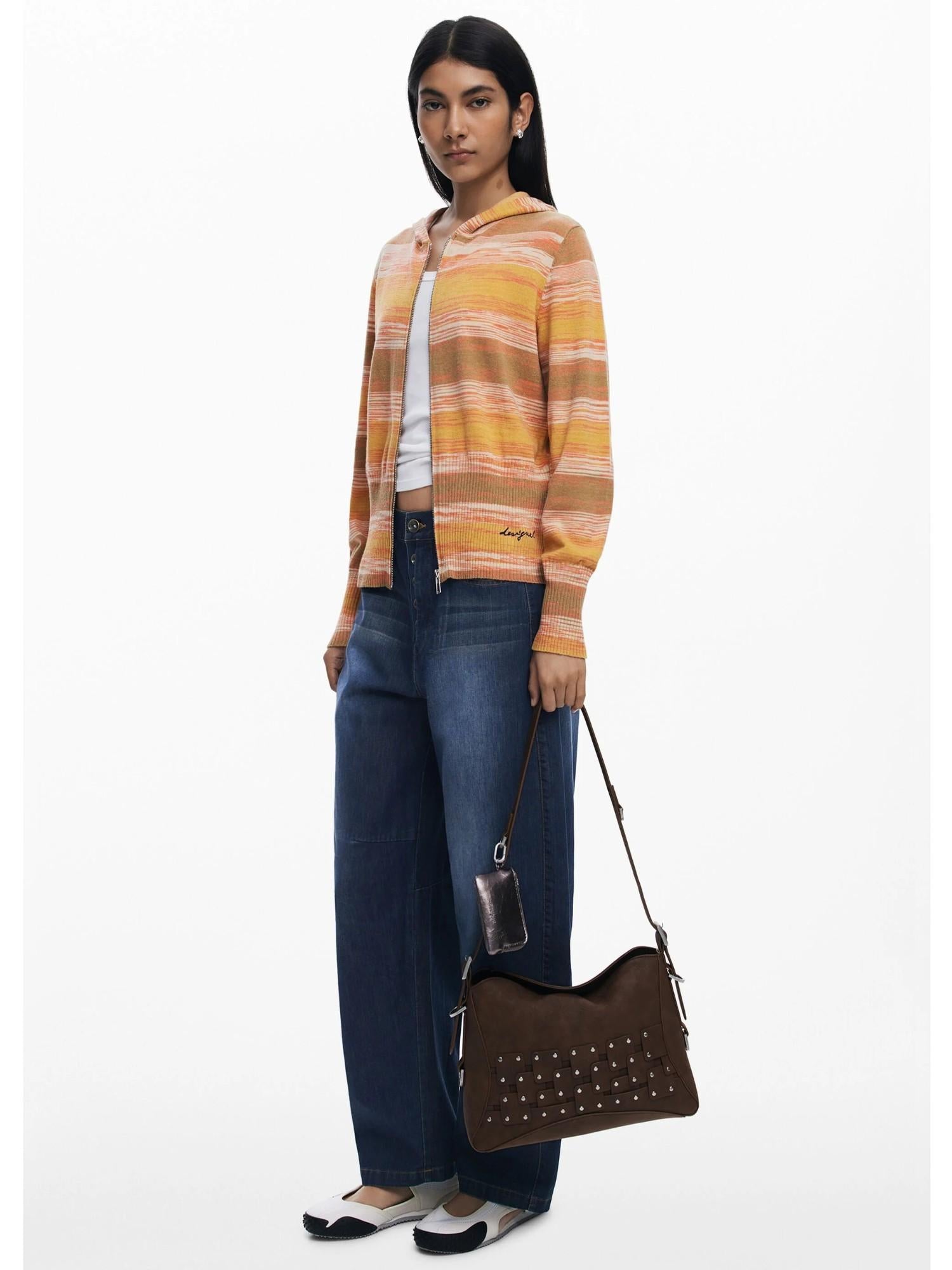 Desigual Borsa a mano media con patch e borchie Donna Marrone 25WAXPBP 6009 DESIGUAL