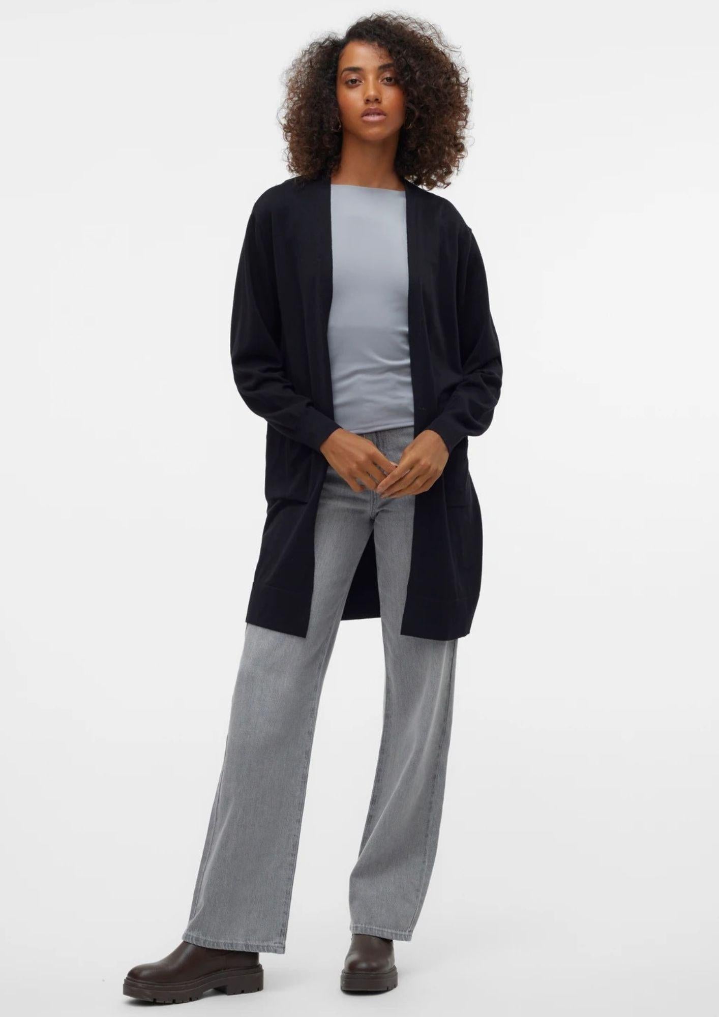 Vero Moda Cardigan Lungo Donna Silje Nero 10320462 Black VERO MODA