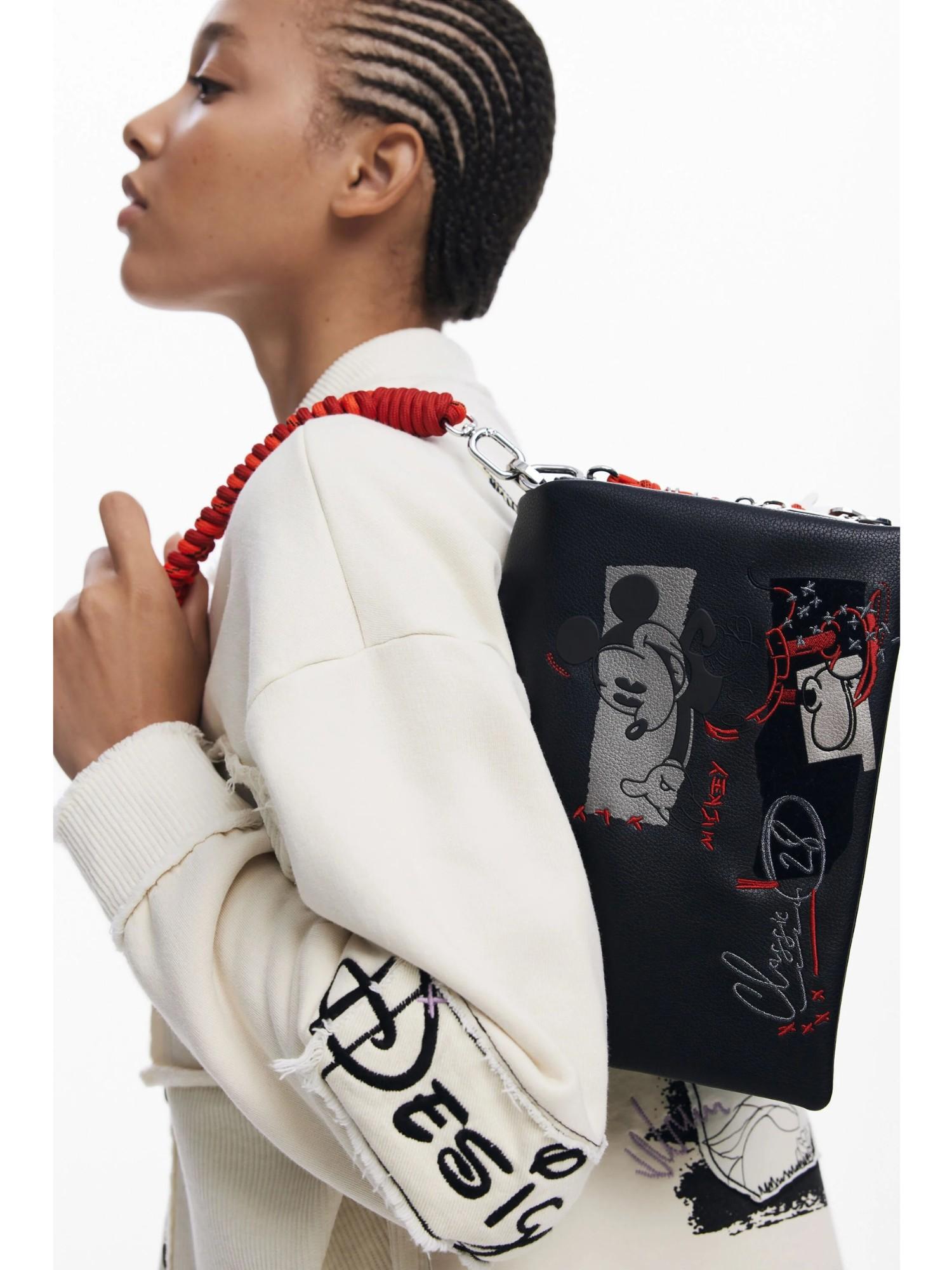 Desigual Borsa a tracolla effetto pelle Mickey media Donna Nero 25WAXP19 2000 DESIGUAL