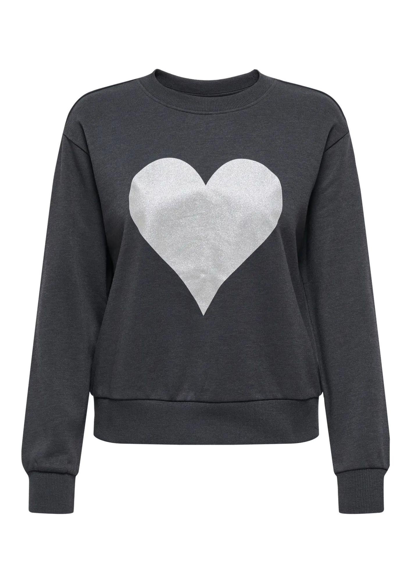 Jaqueline De Yong Felpa Donna Paris Grigia 15221015 Phantom SILVER HEART JACQUELINE DE YONG