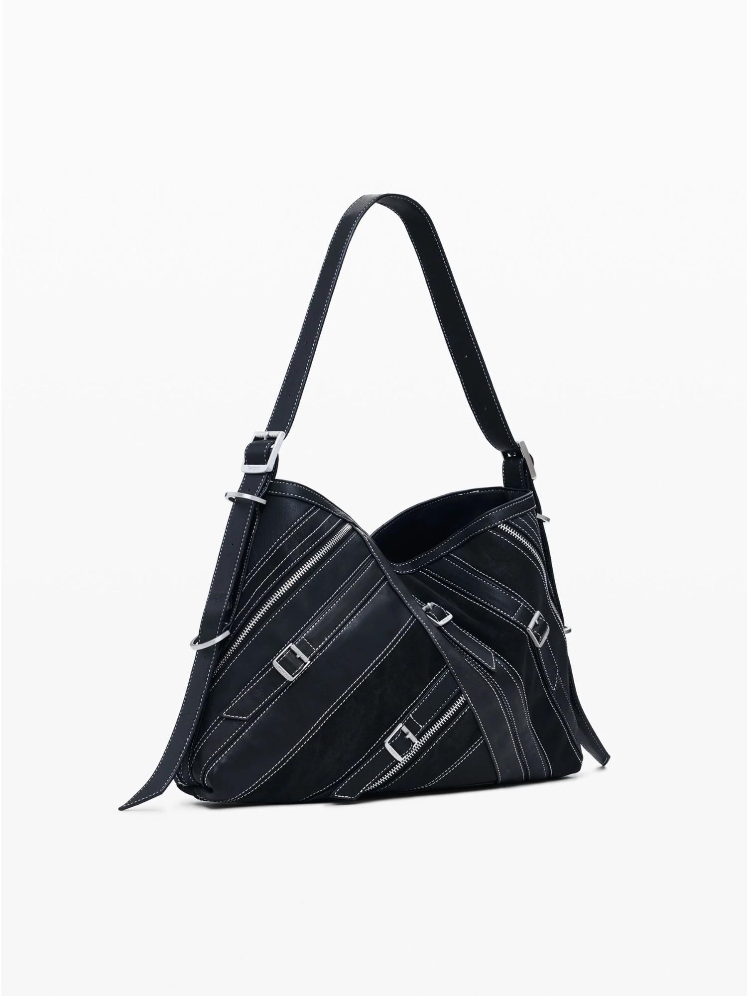 Desigual Borsa effetto pelle con fibbie media Donna Nero 25WAXP72 2000 DESIGUAL