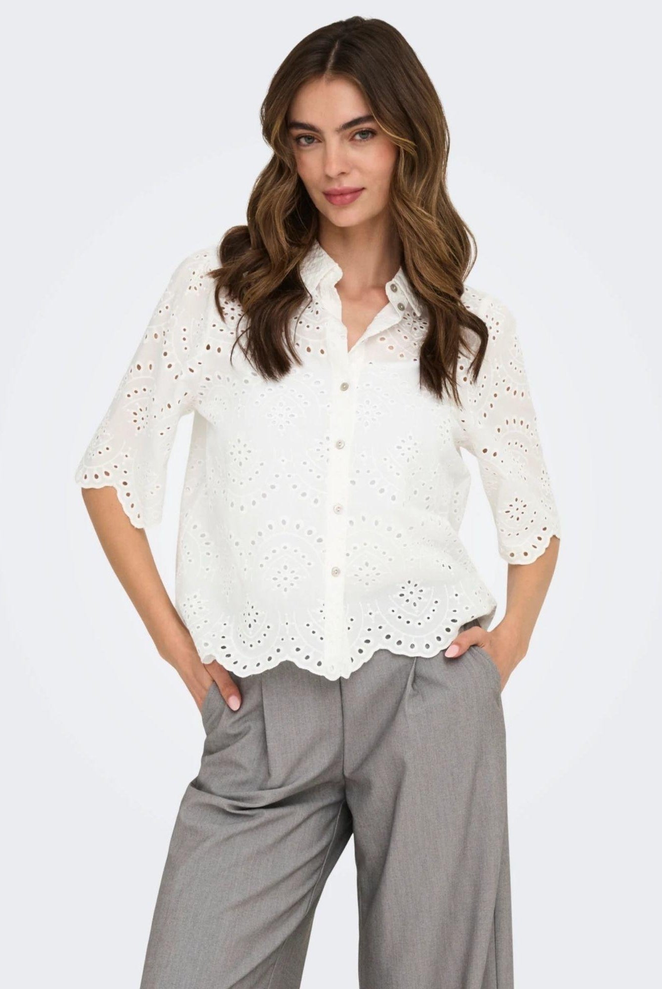 Only Camicia Donna Valais Bianco 15351106 Cloud Dancer ONLY