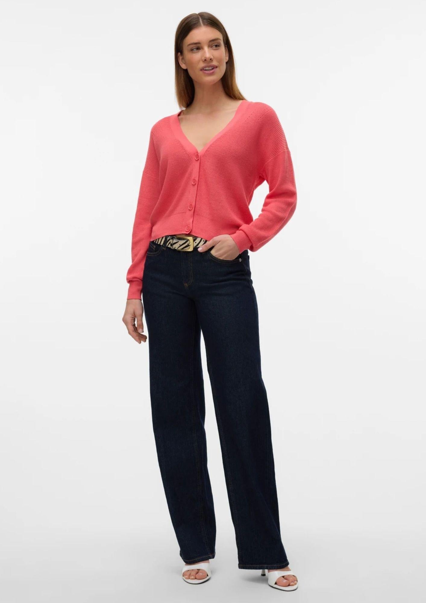 Vero Moda Cardigan Donna Newlexsun Rosso Corallo 10281878 Coral Paradise VERO MODA