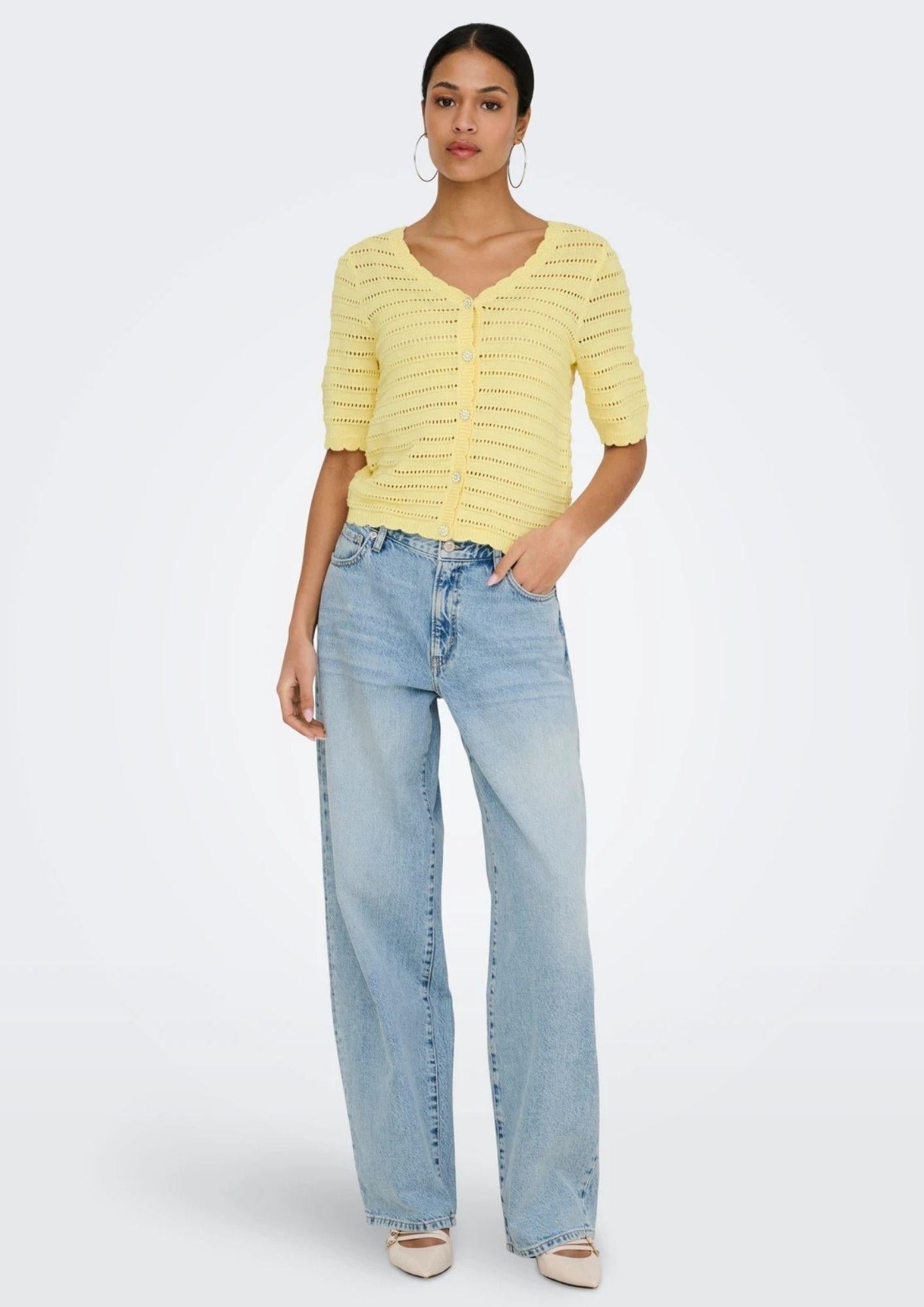 Jacqueline De Yong Cardigan Donna Tanja Giallo 15366211 Double Cream JACQUELINE DE YONG