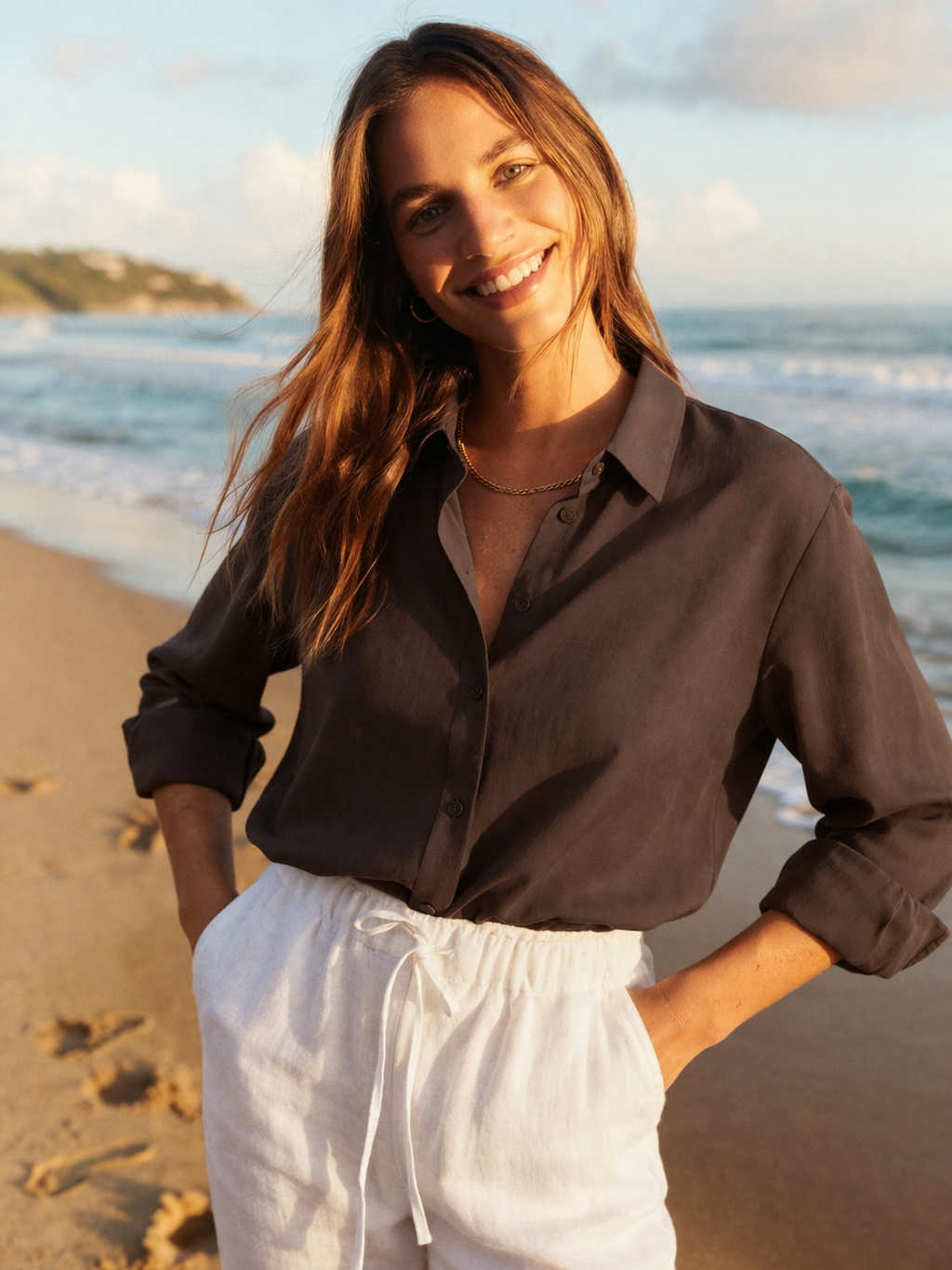 Emme Marella Camicia Donna Emigirello Marrone 2615111122200 005 EMME MARELLA