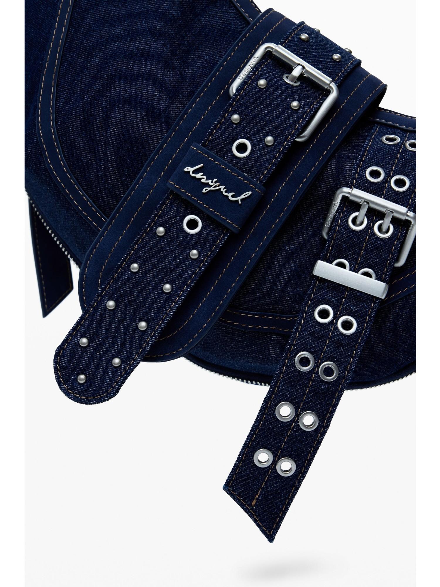 Desigual Borsa di jeans con fibbie media Donna Blu 25WAXD24 5008 DESIGUAL