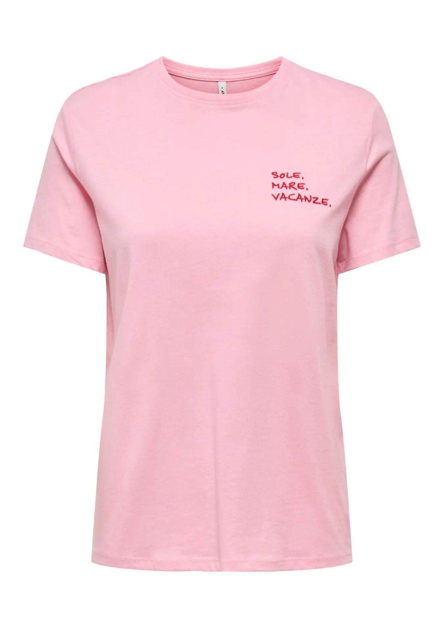Only T-Shirt Donna Mira Rosa 15368637 Romance Rose Vacanze ONLY