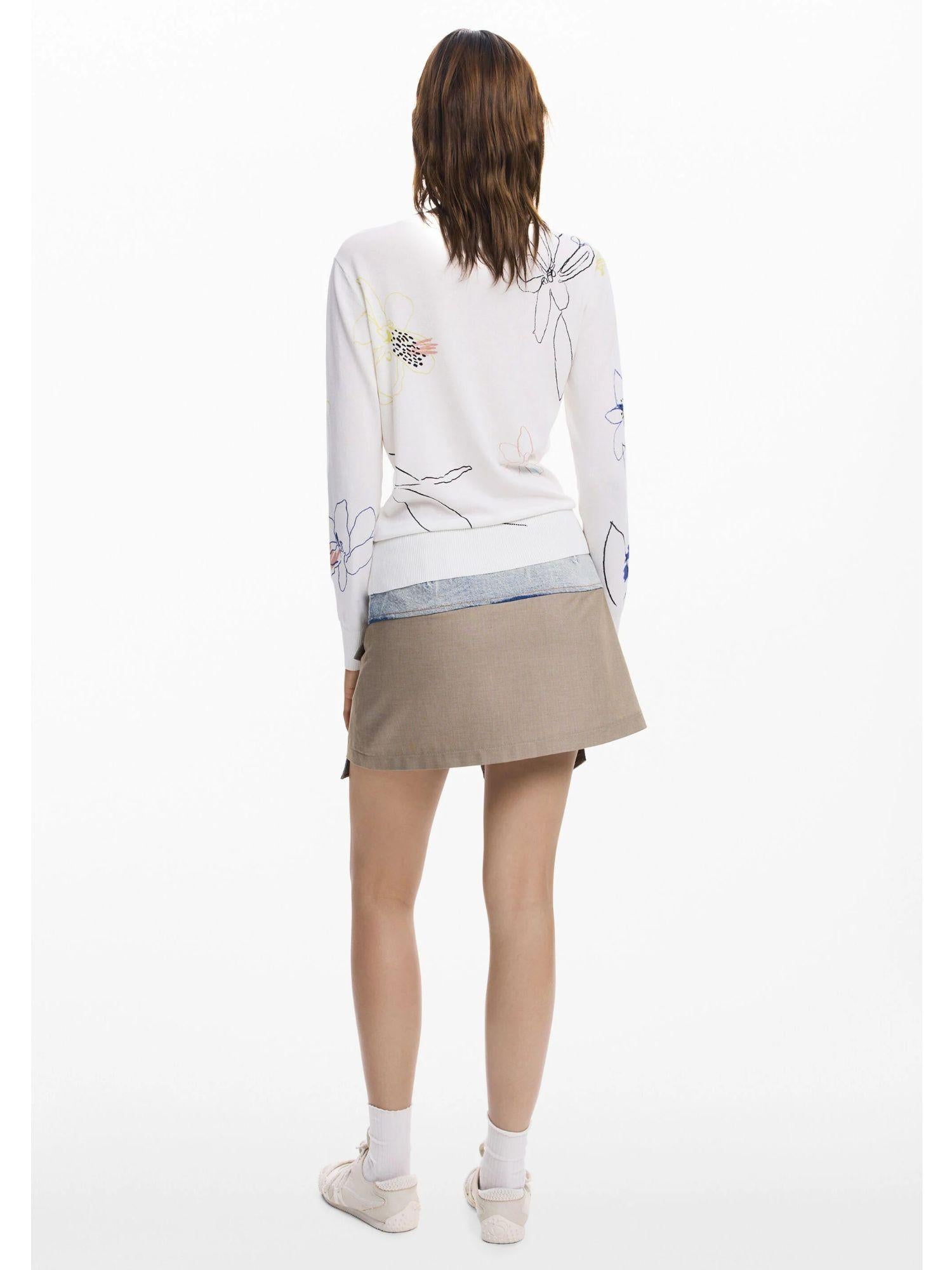 Desigual Maglione leggero con tratti floreali Donna Bianco 25WWJF33 1000 DESIGUAL