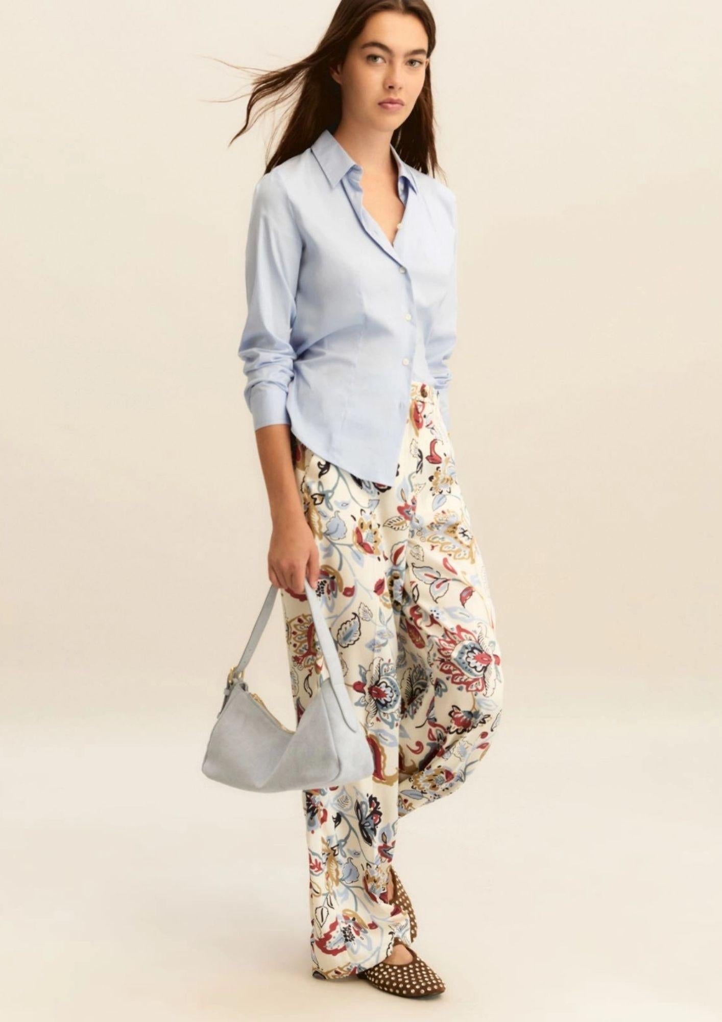 Emme Marella Pantalone Donna Emmbaobab BIanco Lana Fantasia Floreale 2615131241200 012 EMME MARELLA