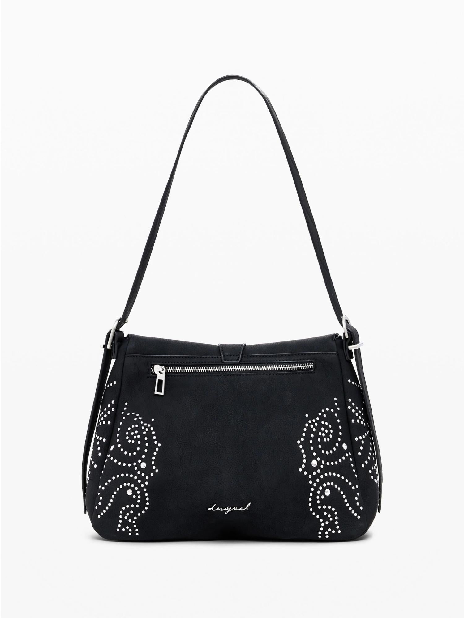 Desigual Borsa a tracolla effetto pelle con borchie piccola Donna Nero 25WAXPBH 2000 DESIGUAL