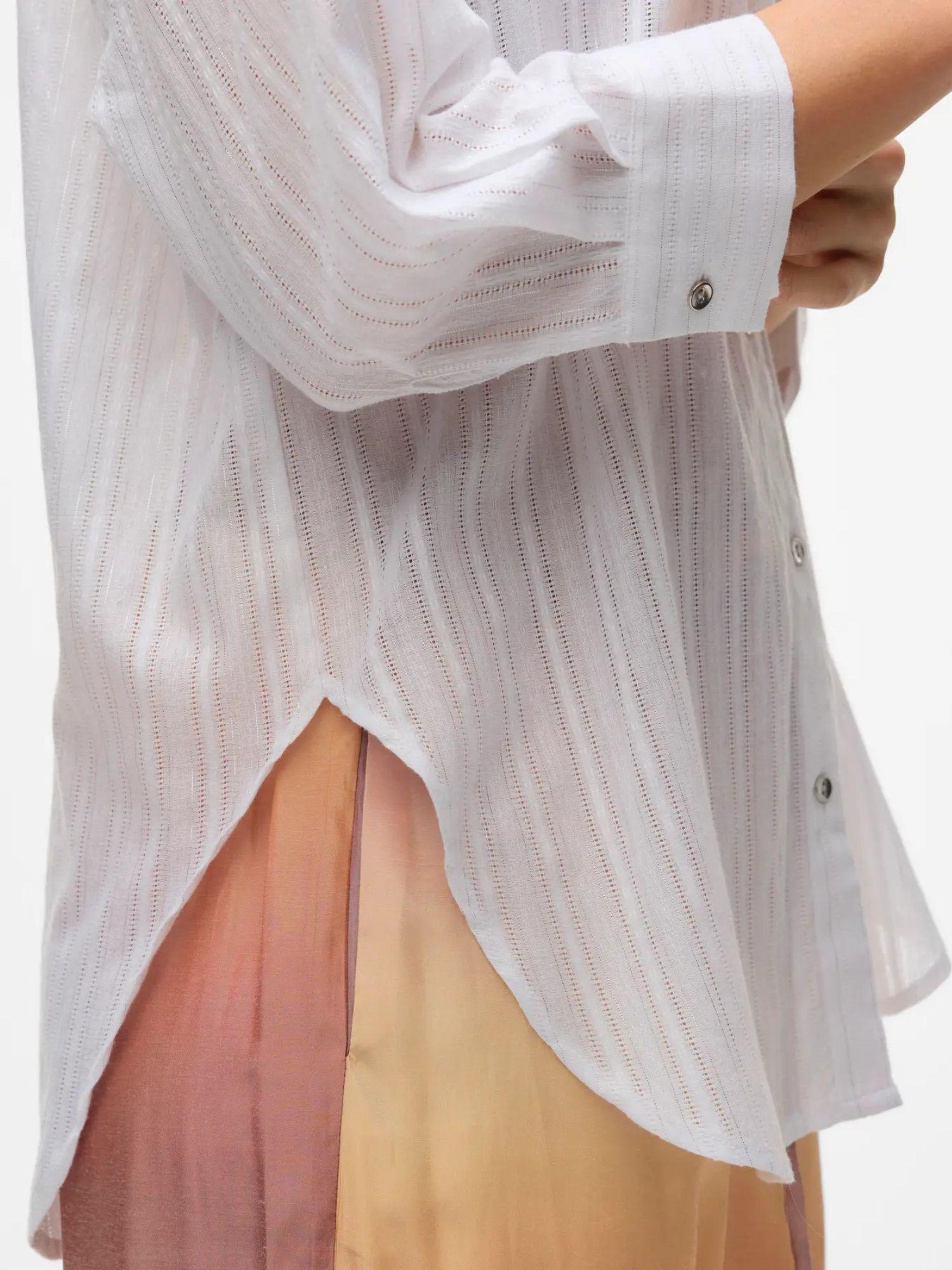 Vero Moda Camicia Donna Olla Maniche 3/4 Bright White Con Filo Lurex Argento 10329382 Bright White VERO MODA