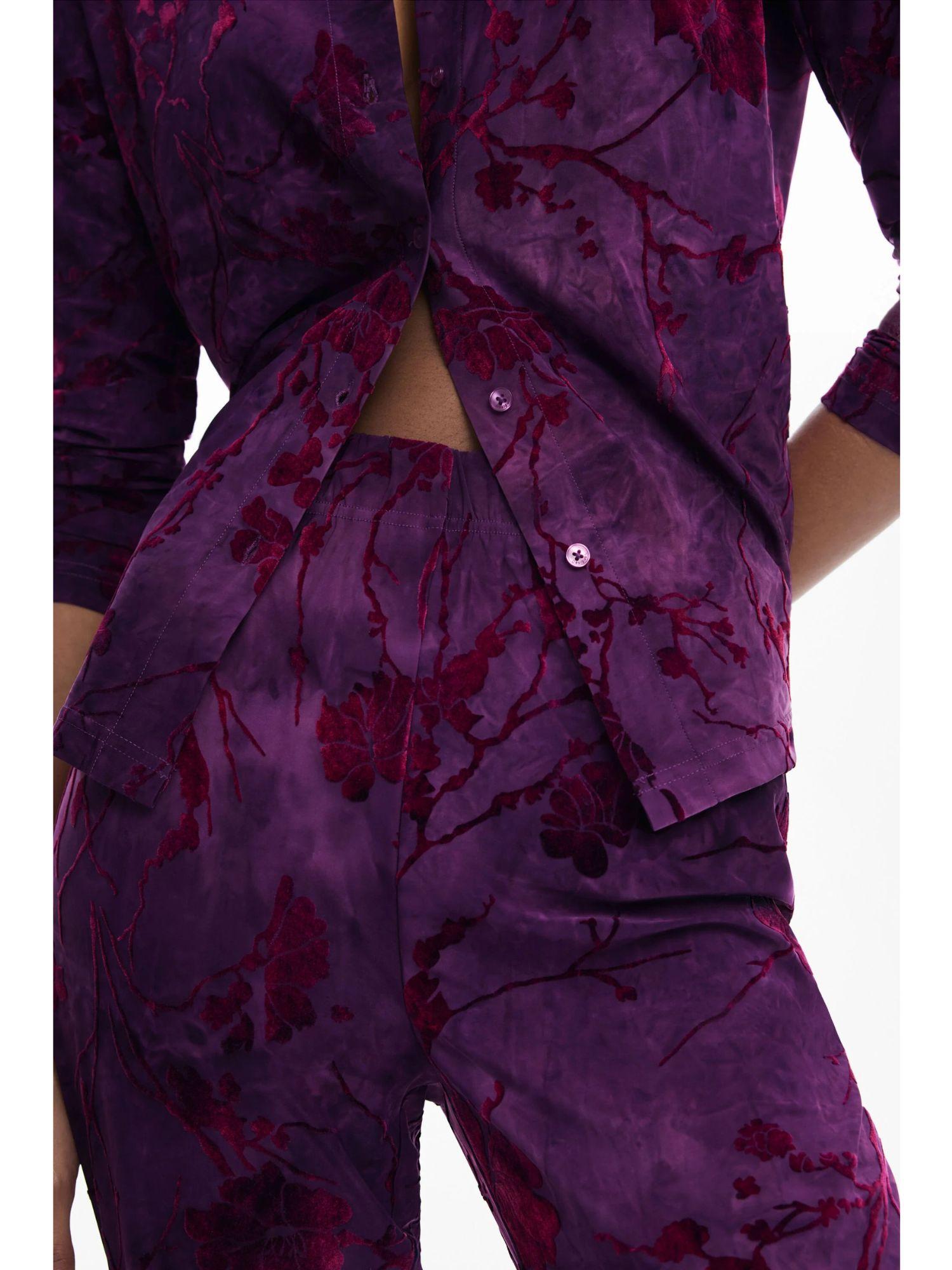 Desigual Pantaloni fluidi a zampa con texture Donna Viola 25WWPK03 3028 DESIGUAL