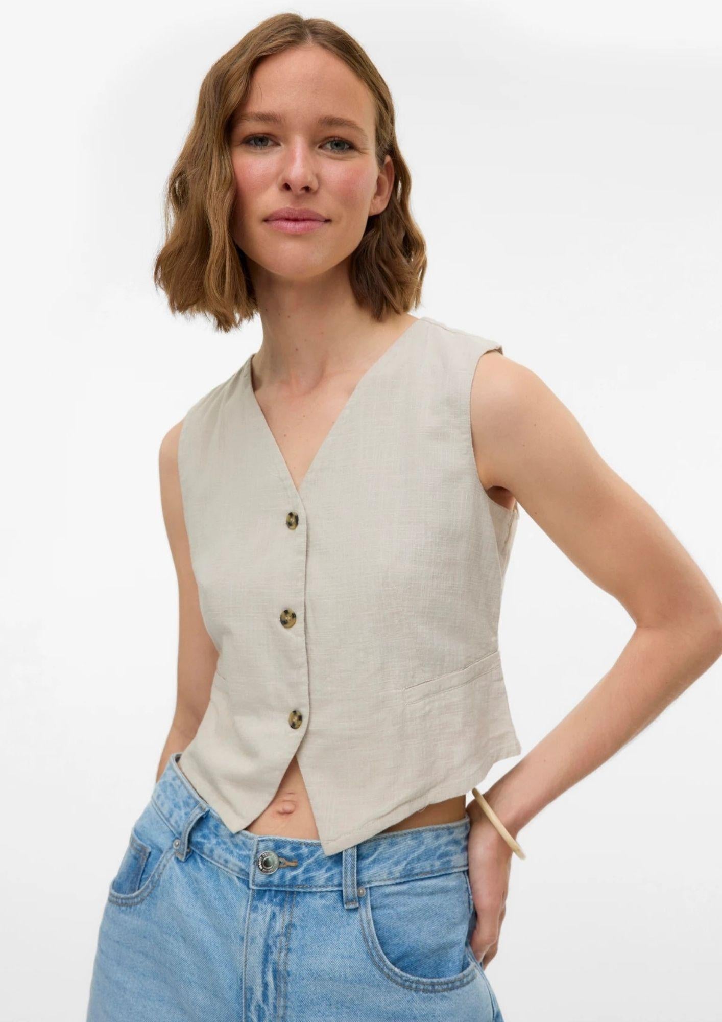 Vero Moda Top Donna Caia Grigio Argento 10333795 Silver Lining VERO MODA