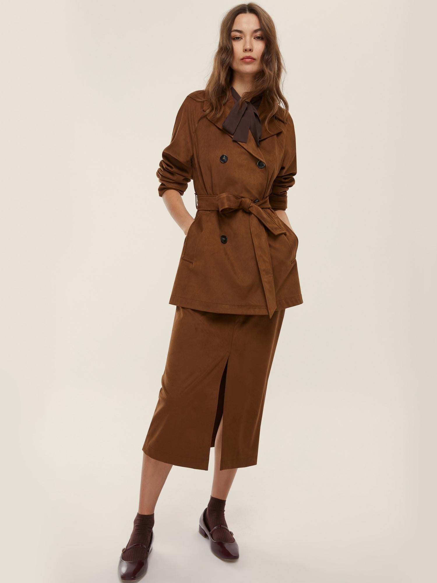 Emme Marella Gonna a tubino stretch Donna Dritto Cioccolato 2525776011200 004 EMME MARELLA